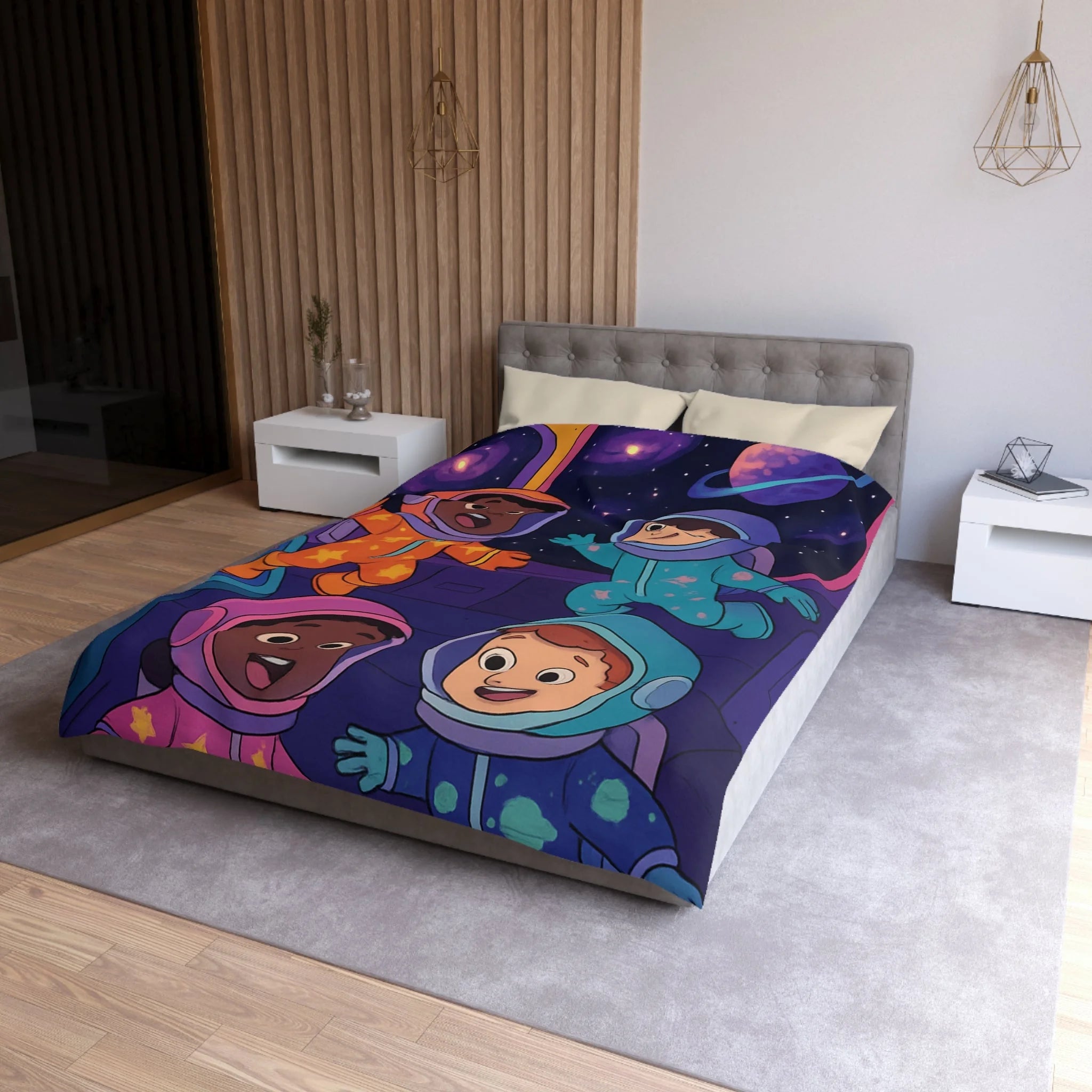 Housse de Couette Microfibre Motif Créatif Original Style Contemporain Chambre Élégante