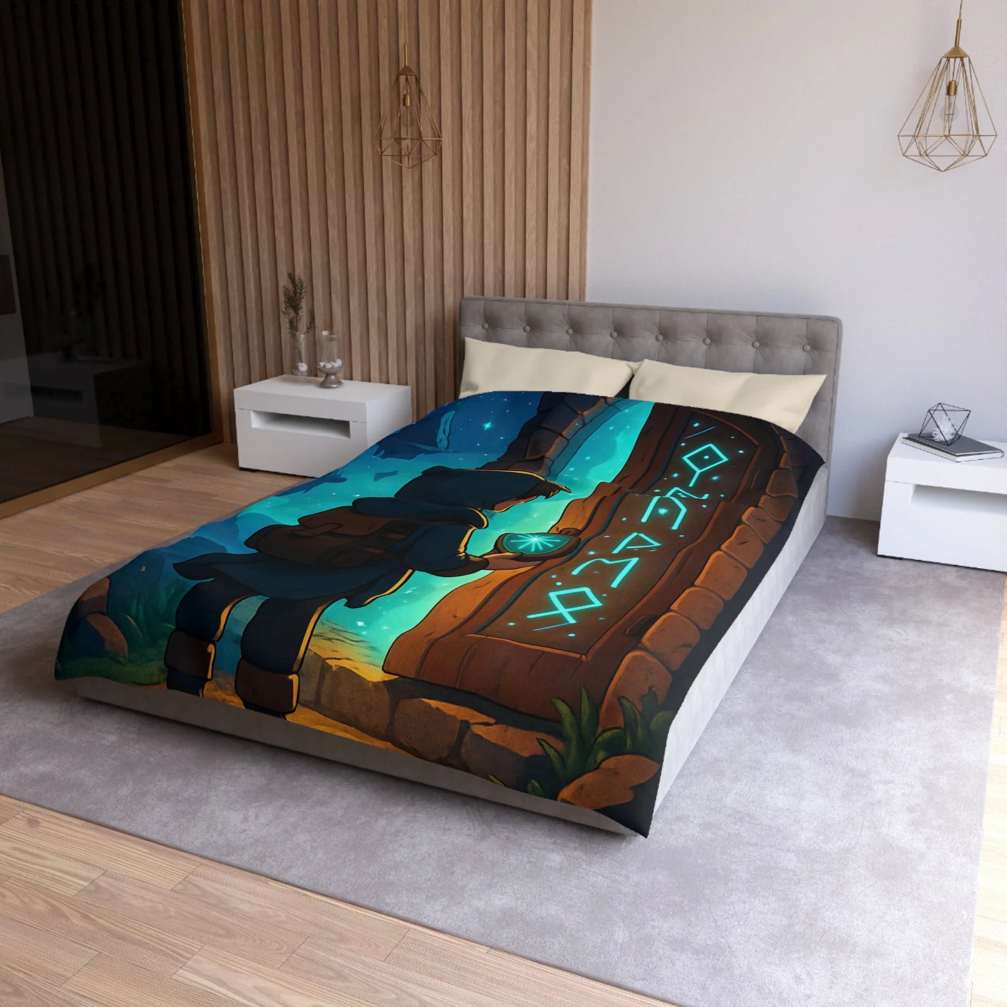 Housse de Couette Microfibre Illustration Unique Design Moderne Décoration Intérieure Raffinée