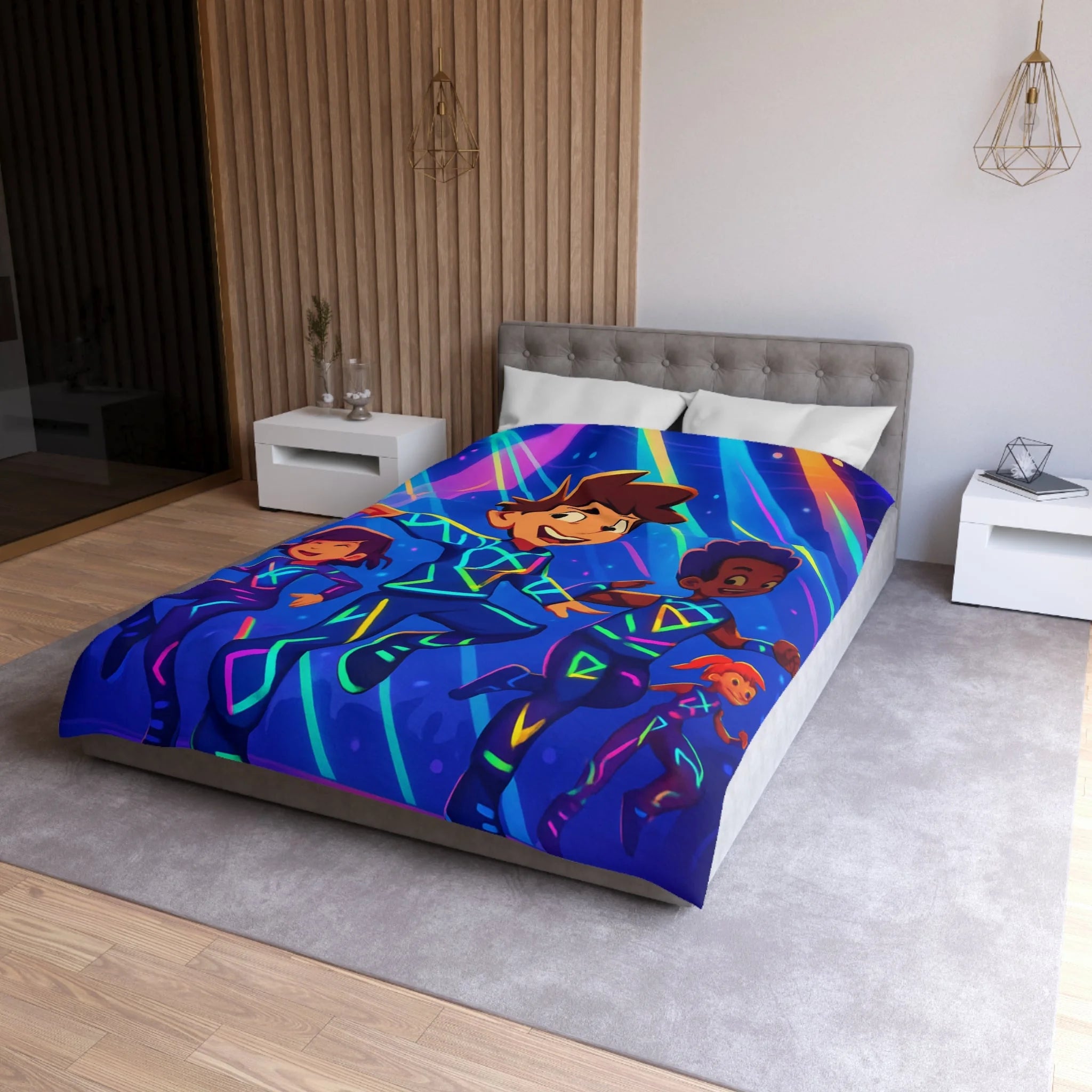 Housse de Couette Microfibre Illustration Unique Design Moderne Décoration Intérieure Raffinée