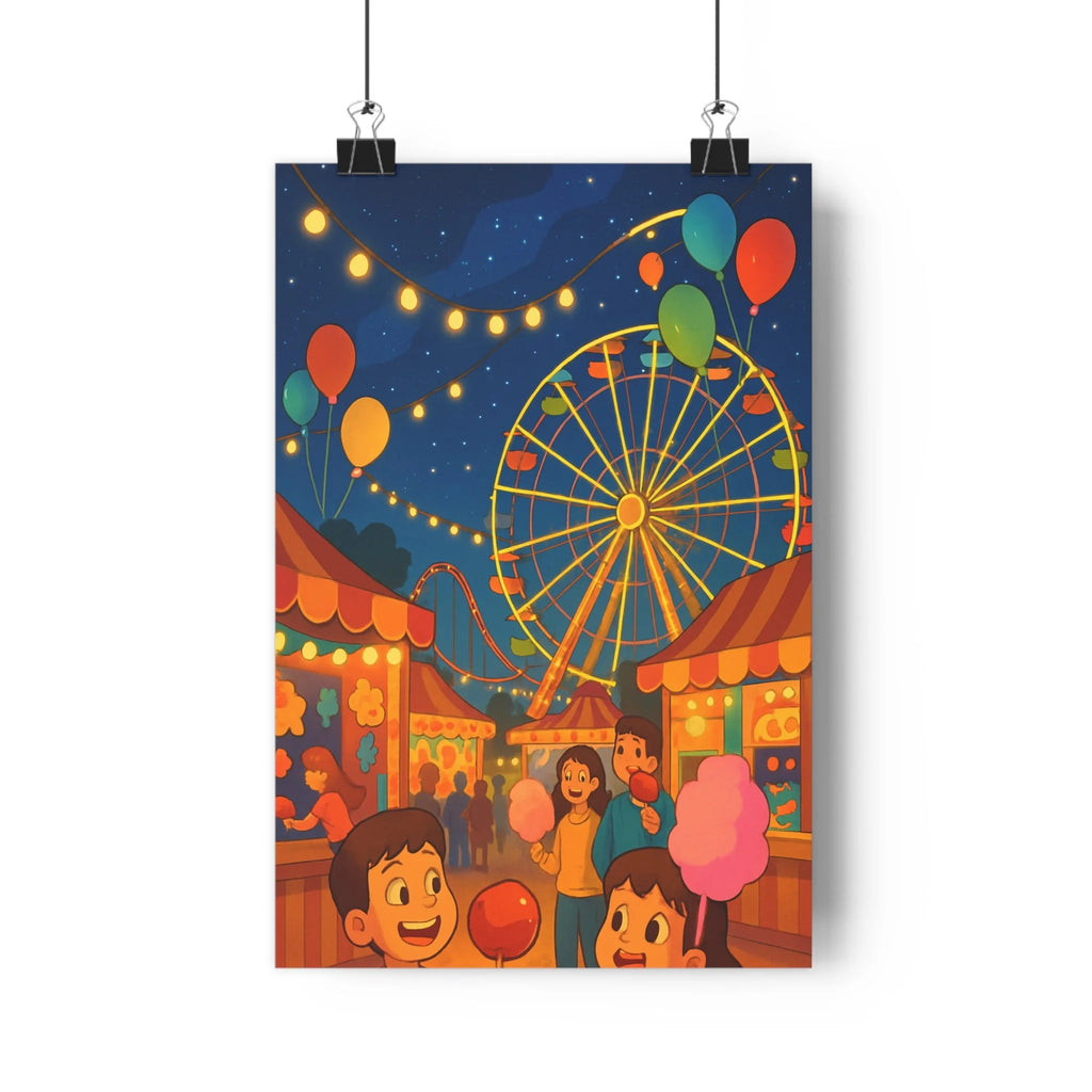 Poster décoratif fête foraine étoilé joyeux pastel rétro chambre enfant salon amusant coloré ambiance