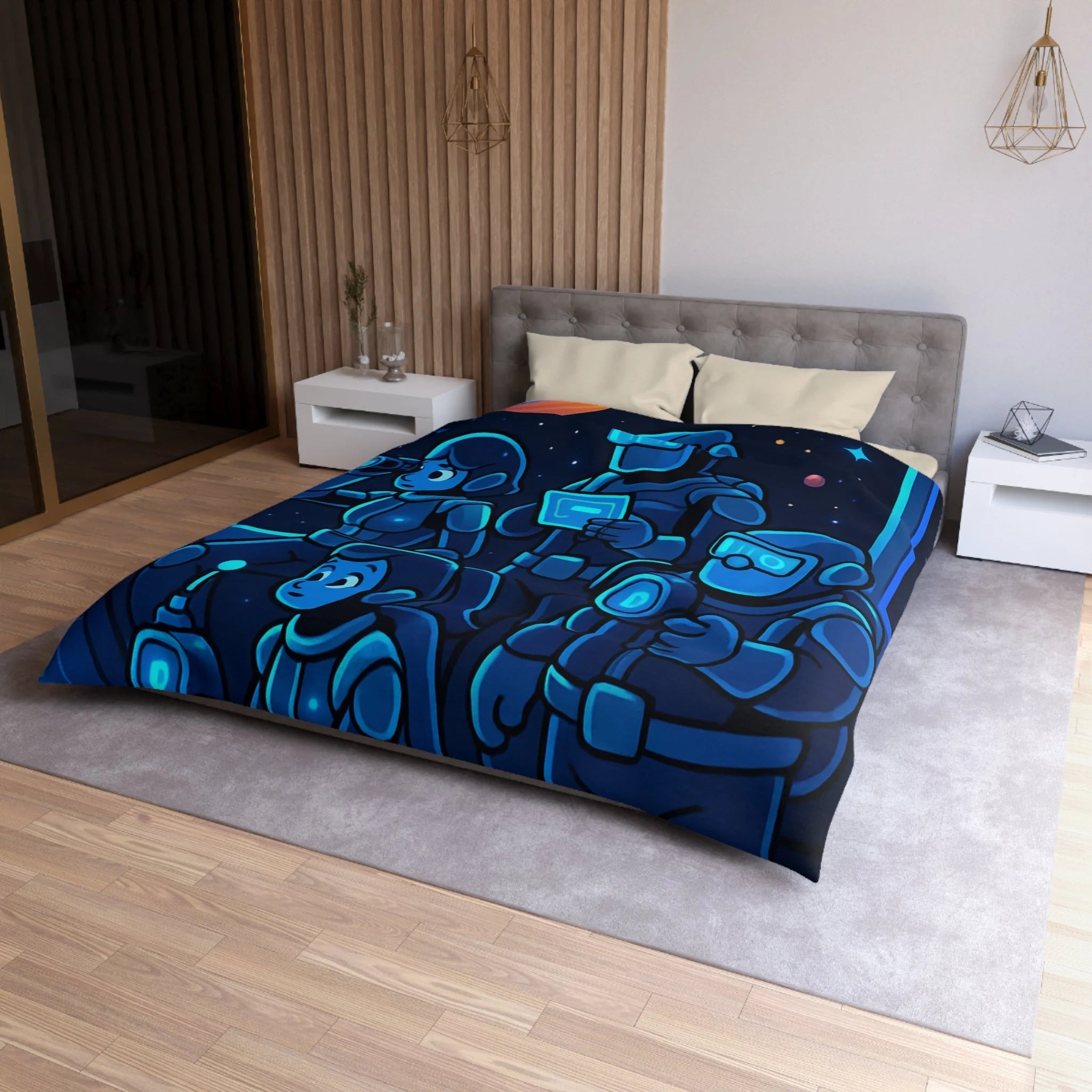 Housse de Couette Microfibre Motif Créatif Original Style Contemporain Chambre Élégante