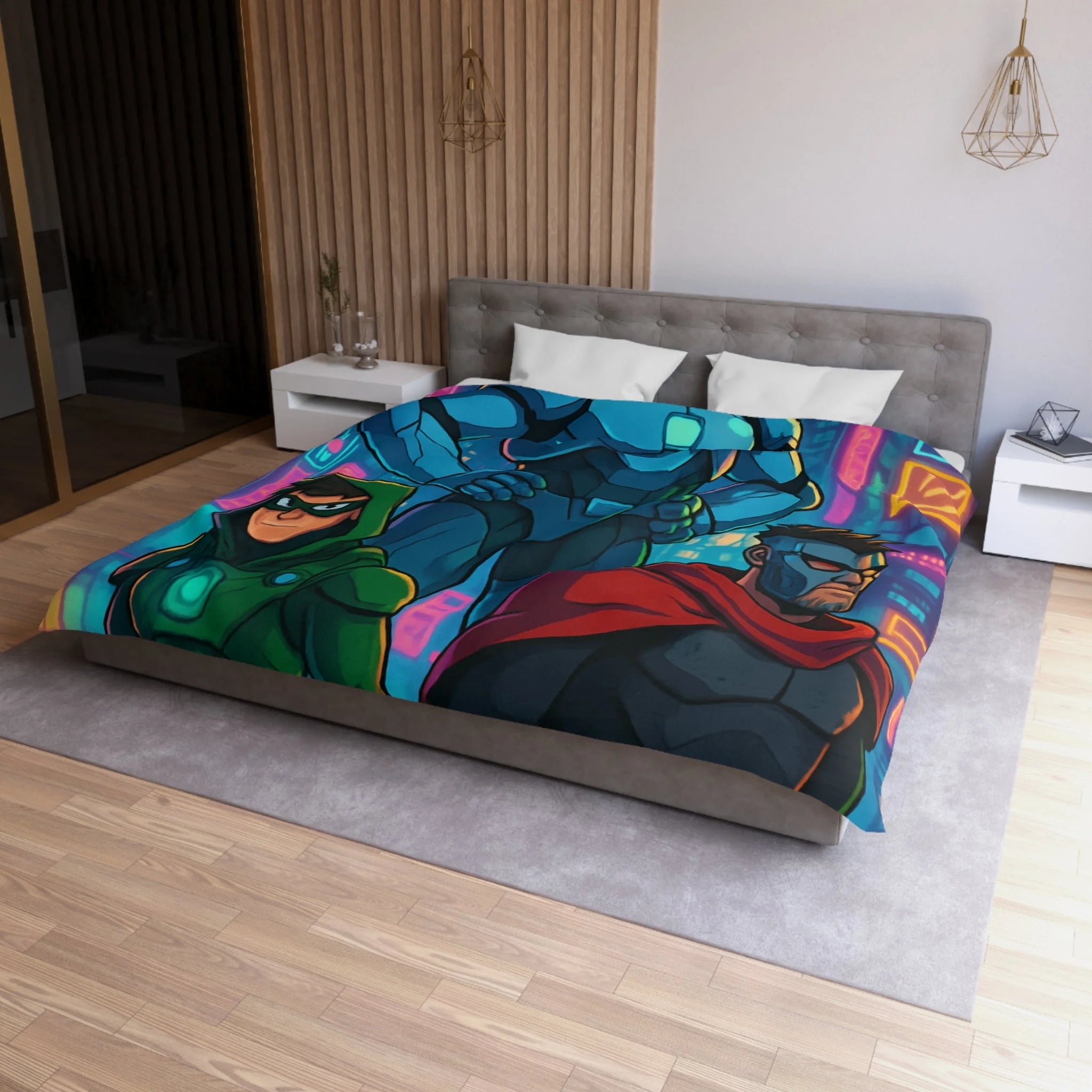 Housse de Couette Microfibre Illustration Unique Design Moderne Décoration Intérieure Raffinée