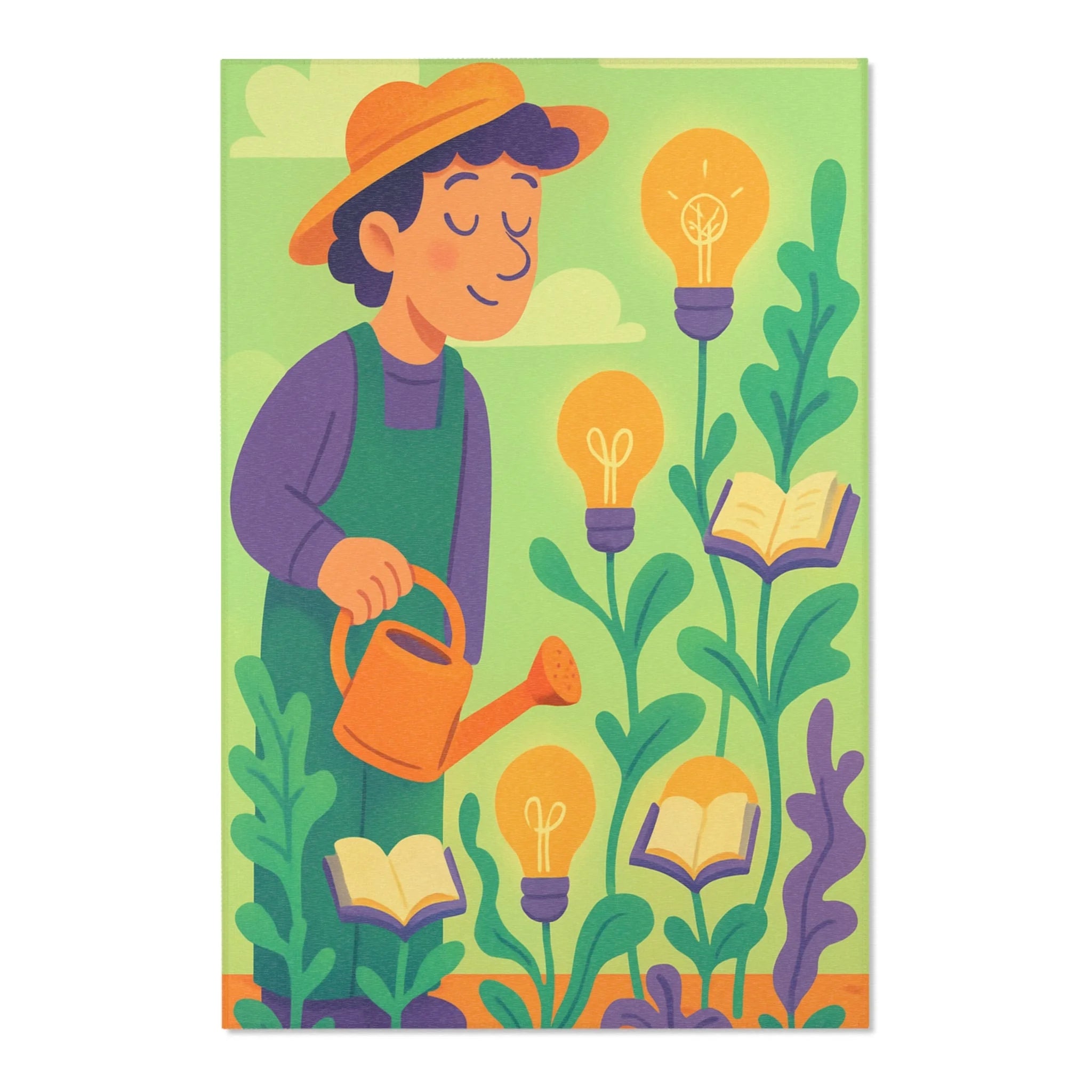 Tapis Naturel Multicolore avec Éléments Botaniques et Lumineux pour Intérieur Moderne et Ludique