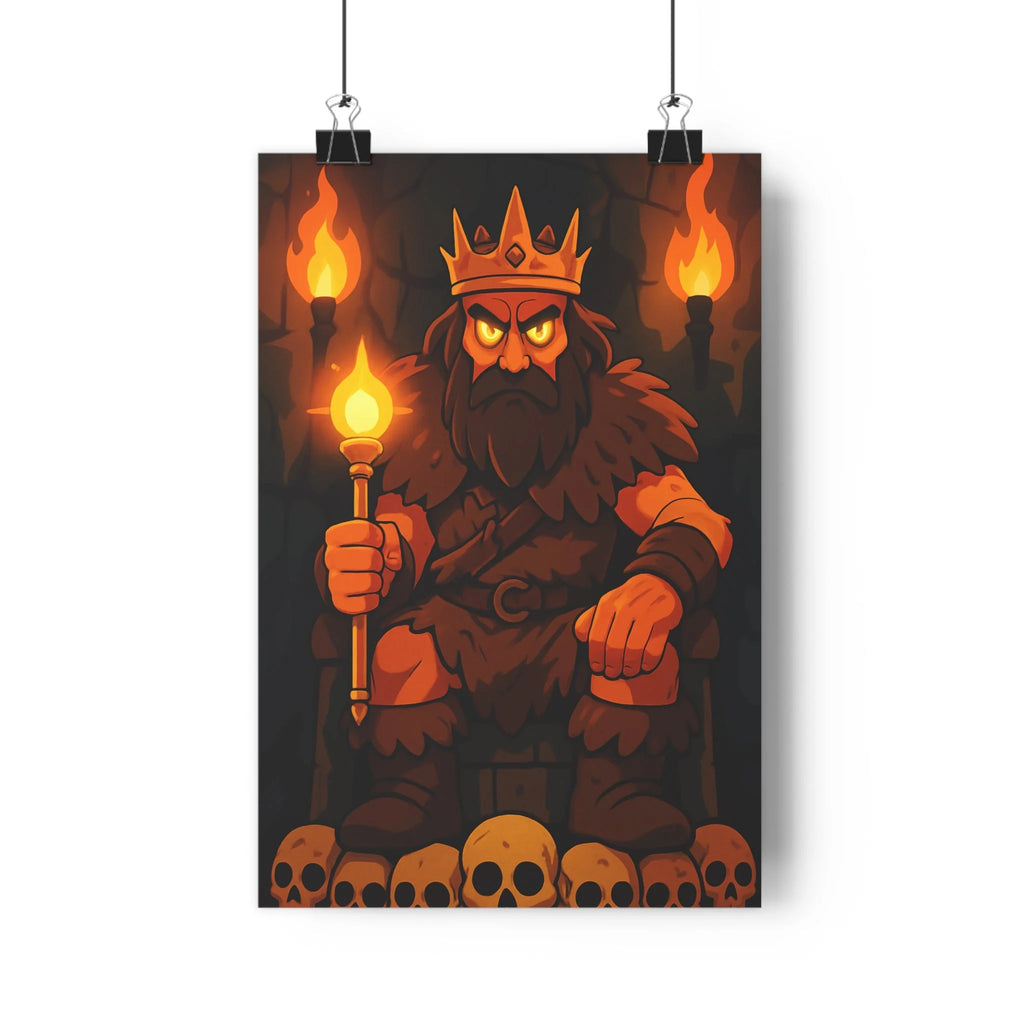 Poster décoratif gothique sombre mystérieux animé terreux doré trône couronne crânes salon bureau qualité