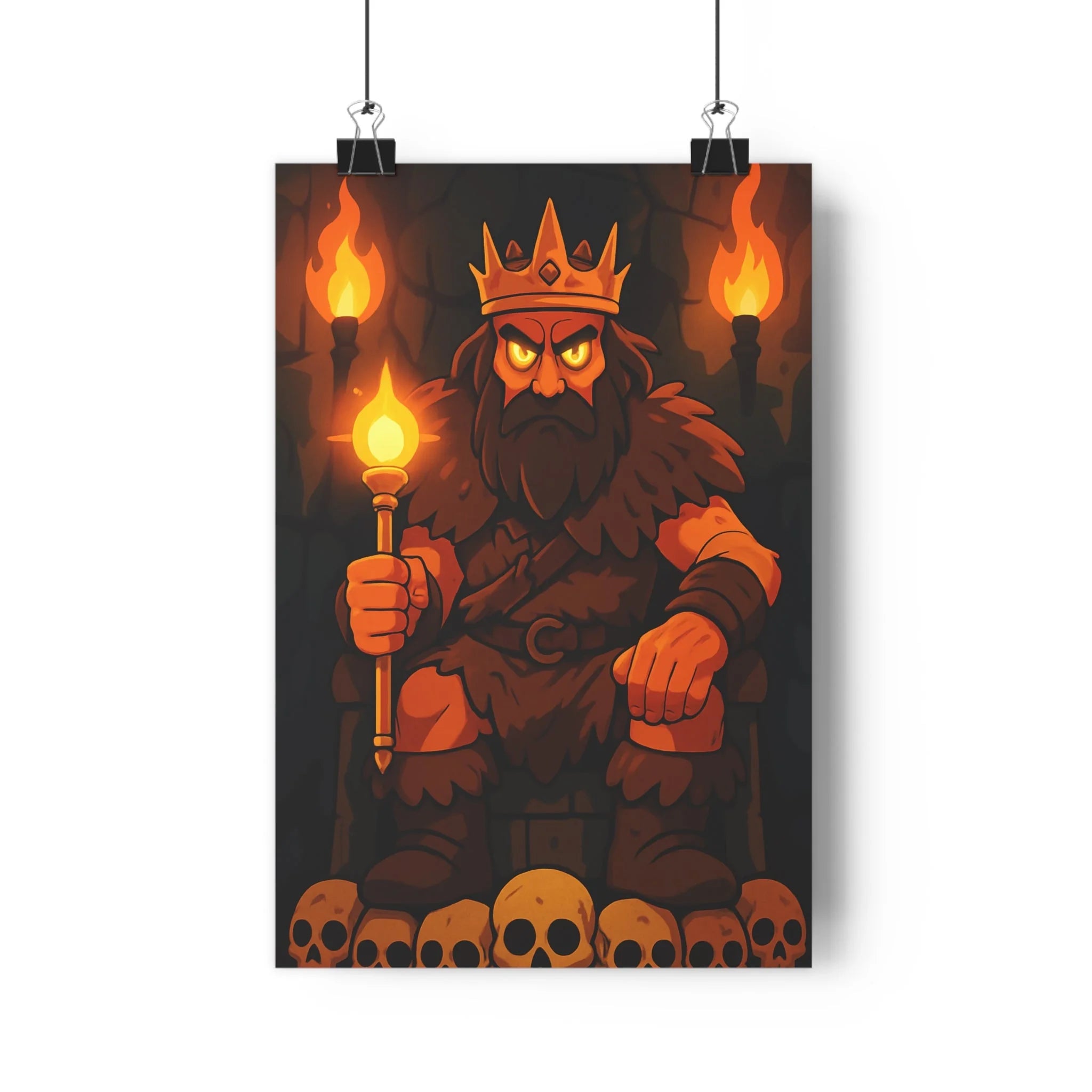 Poster décoratif gothique sombre mystérieux animé terreux doré trône couronne crânes salon bureau qualité