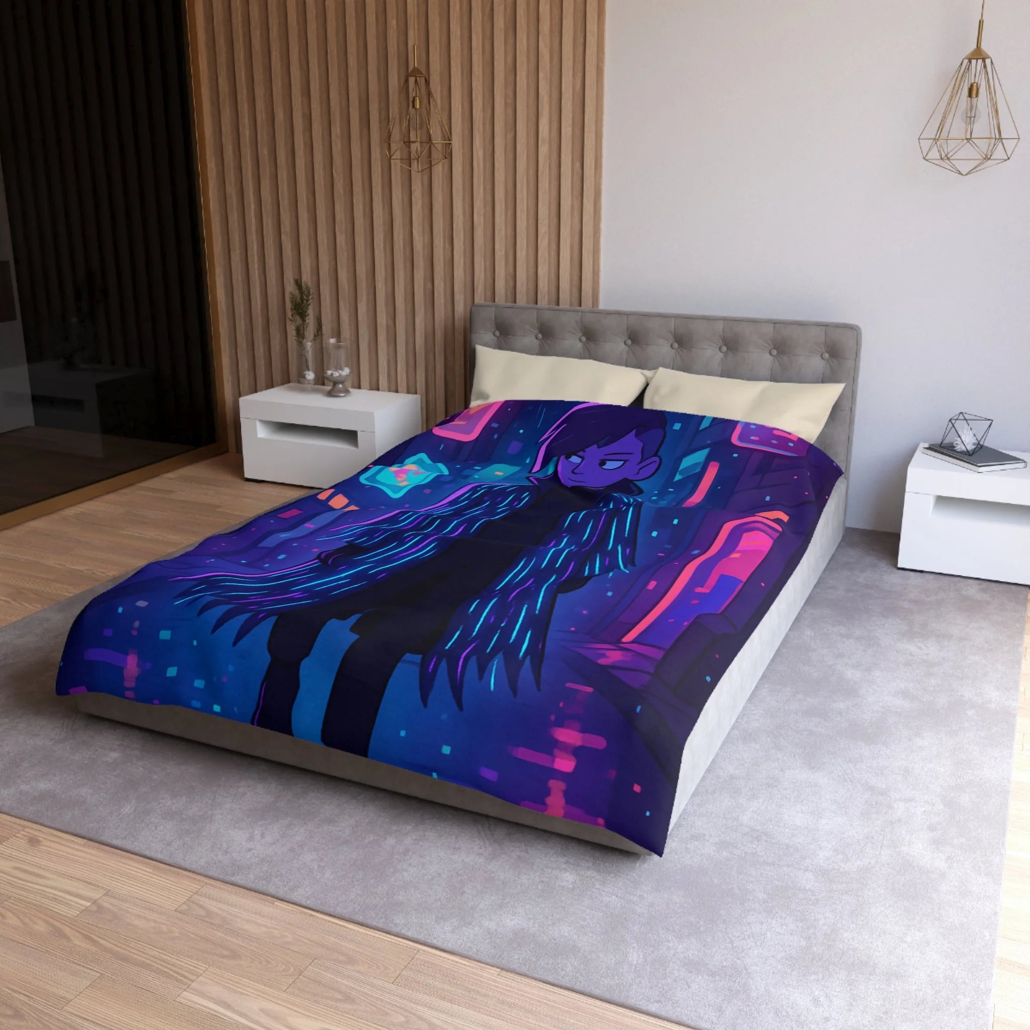 Housse de Couette Microfibre Design Artistique Moderne Décoration Chambre Confort Premium