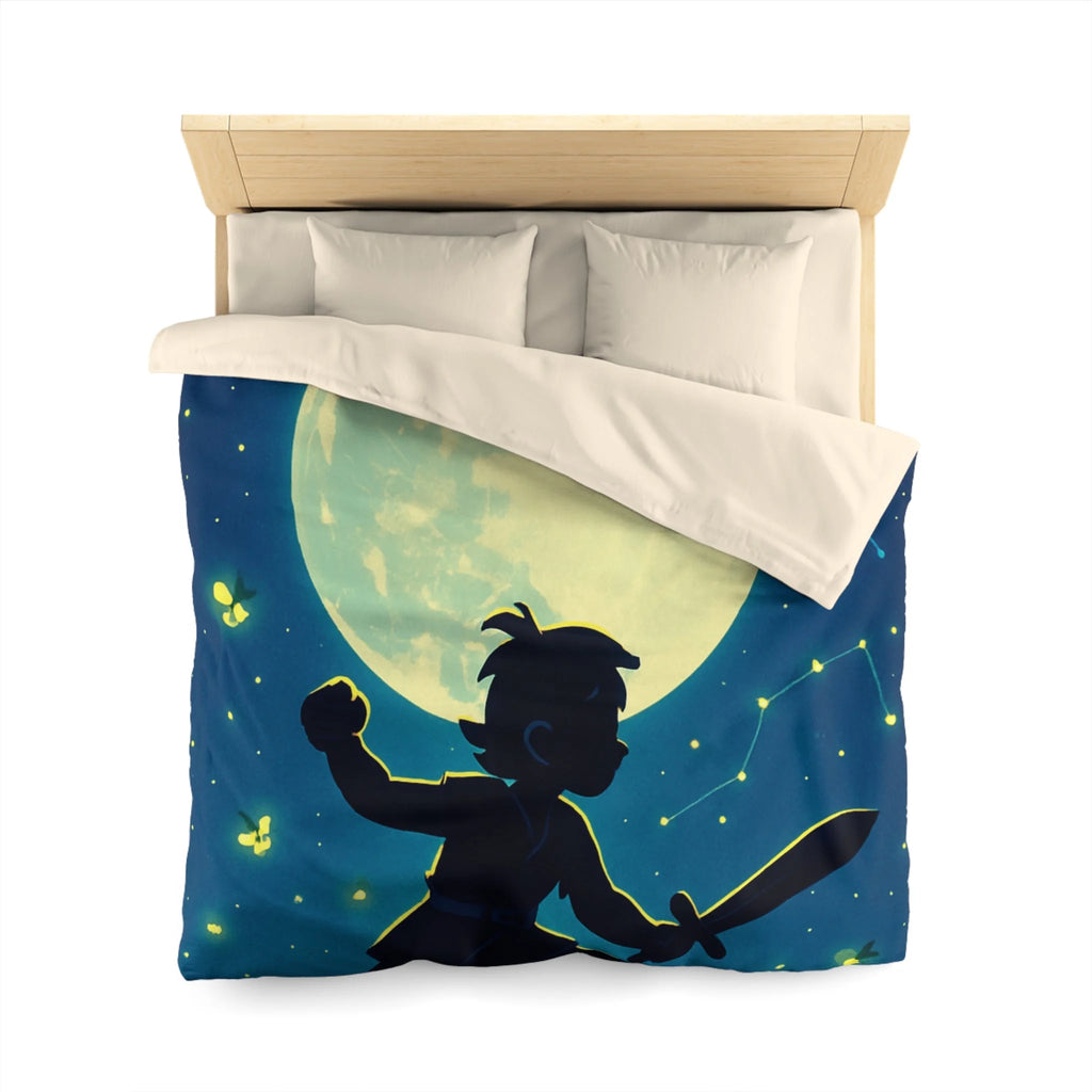 Housse de couette thème guerrier sous ciel étoilé avec grande lune mystérieuse