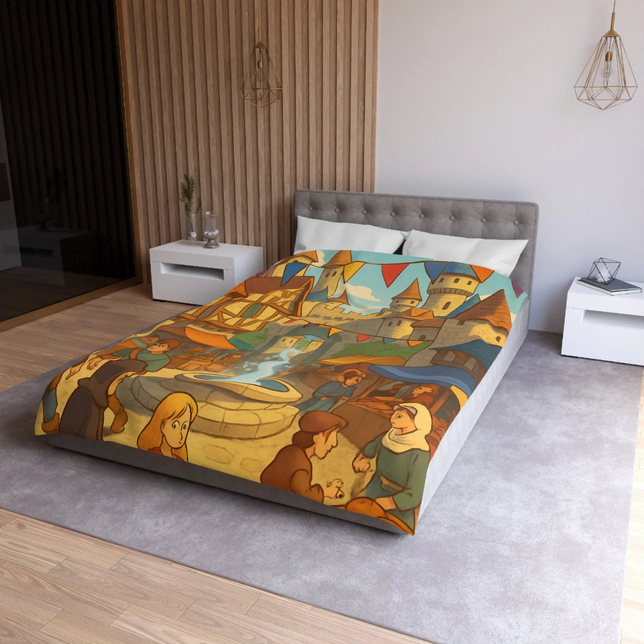 Housse de Couette Microfibre Design Artistique Moderne Décoration Chambre Confort Premium
