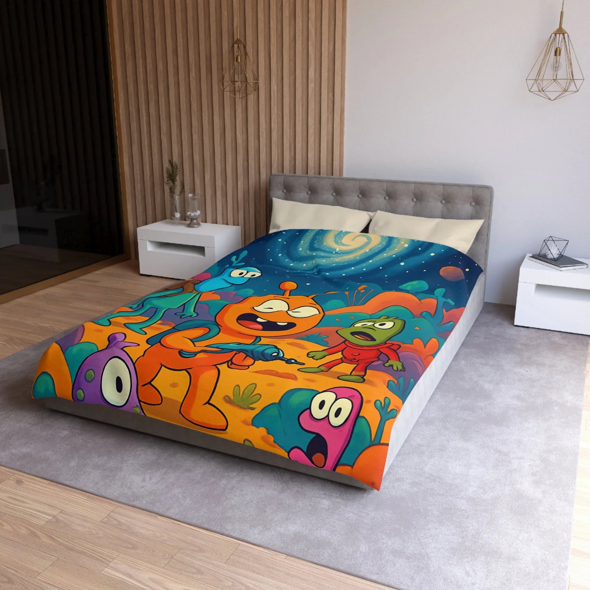 Housse de Couette Microfibre Design Artistique Moderne Décoration Chambre Confort Premium