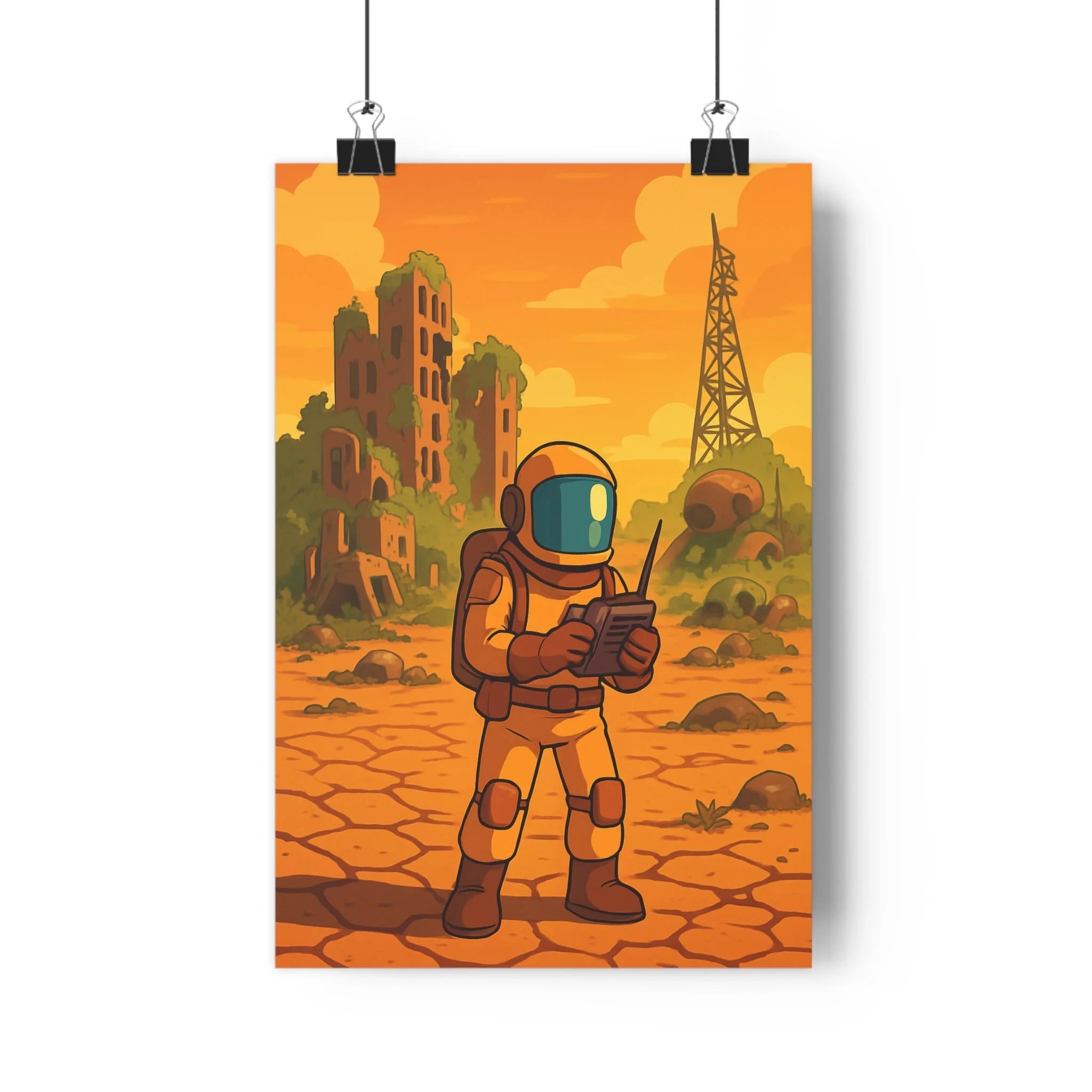 Poster décoratif aventure dessin animé désert mystérieux explorateur bureau chambre vibrant 30x46 moderne qualité