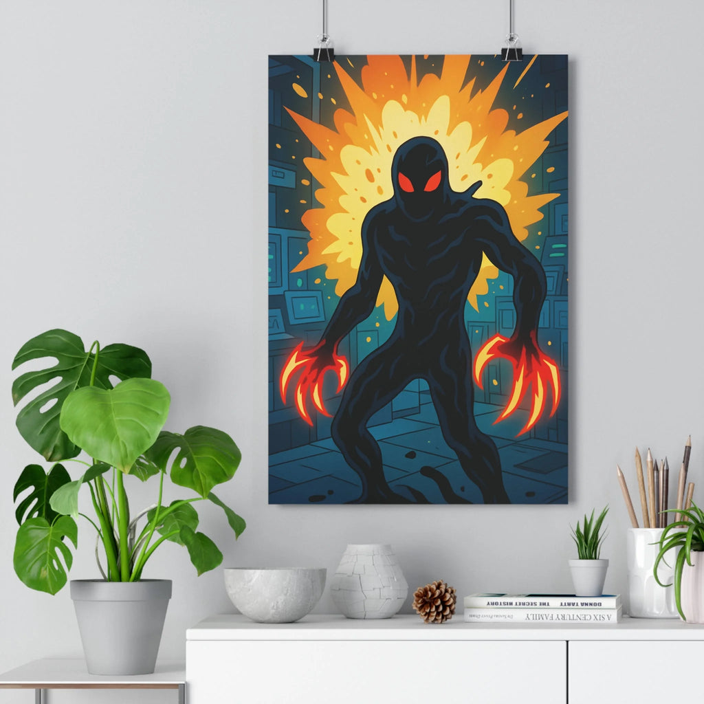 Poster décoratif sciencefiction silhouette noir rouge jaune énergique salon chambre moderne intense unique qualité
