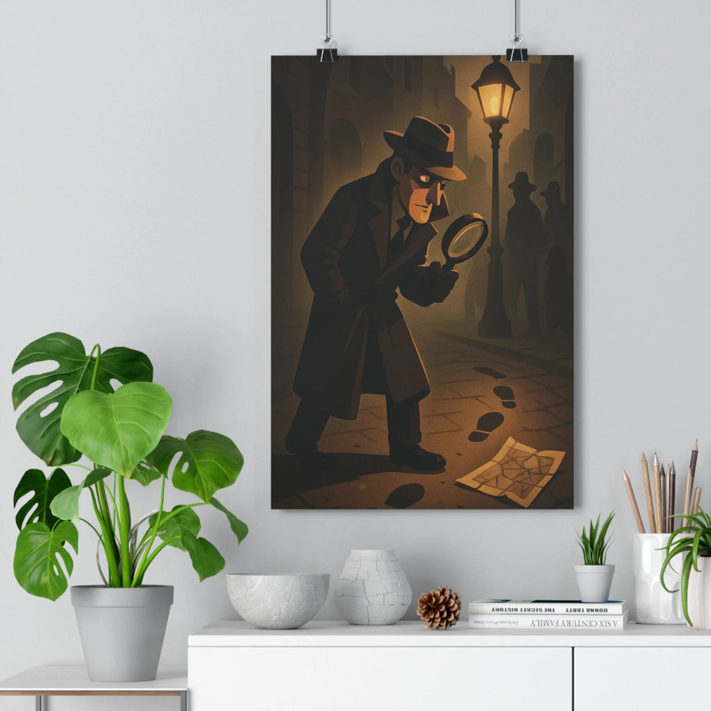 Poster décoratif mystérieux détective sombre sépia vintage ambiance intrigante bureau salon 30x46 cm qualité