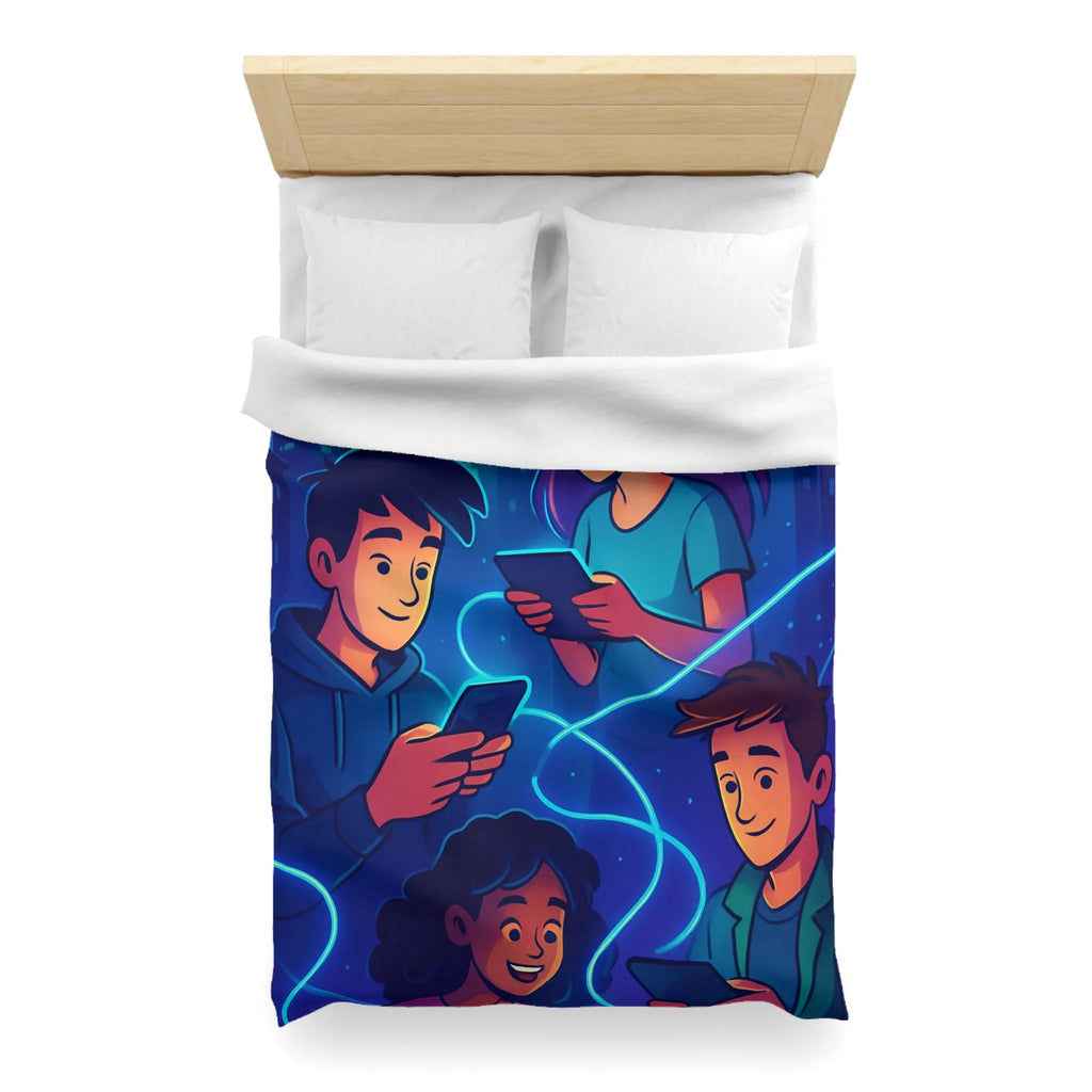 Housse de couette numérique moderne avec design connecté et technologie urbaine futuriste