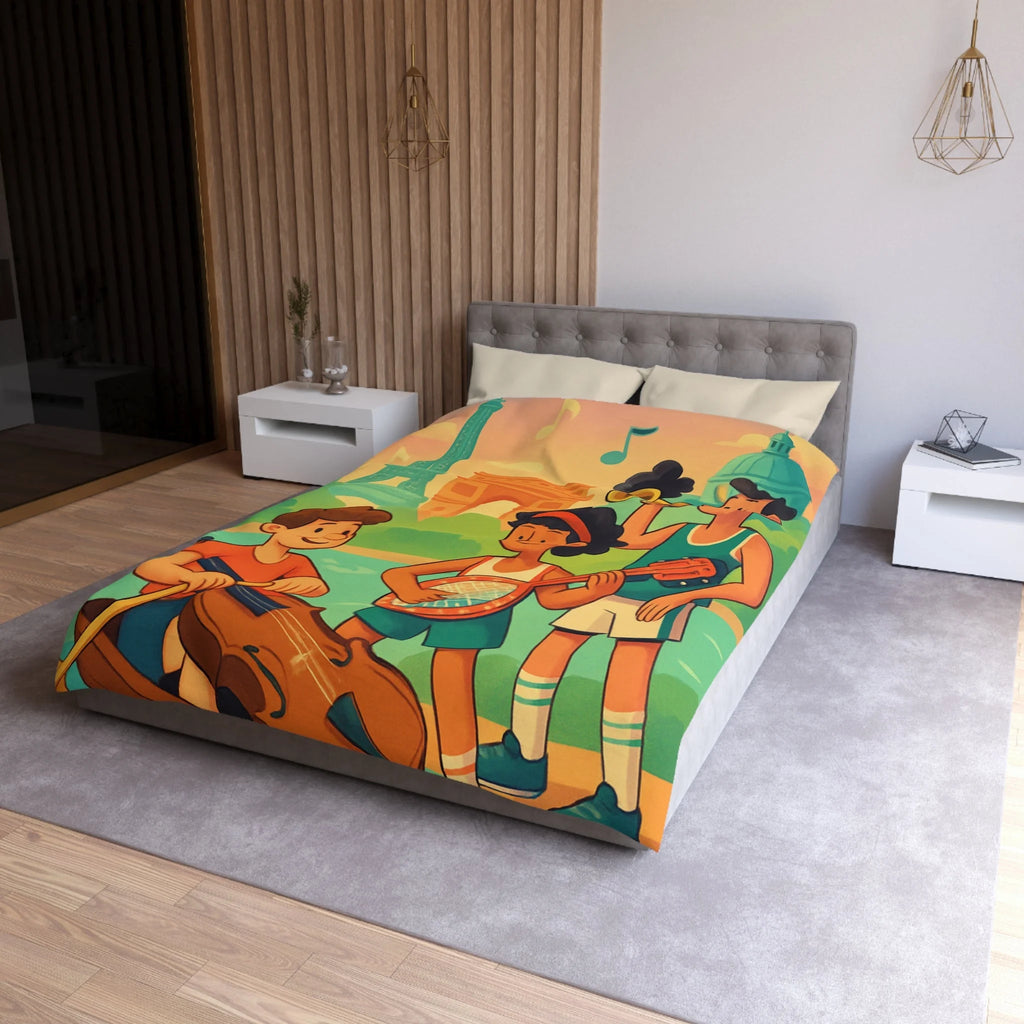 Housse de Couette Microfibre Illustration Unique Design Moderne Décoration Intérieure Raffinée