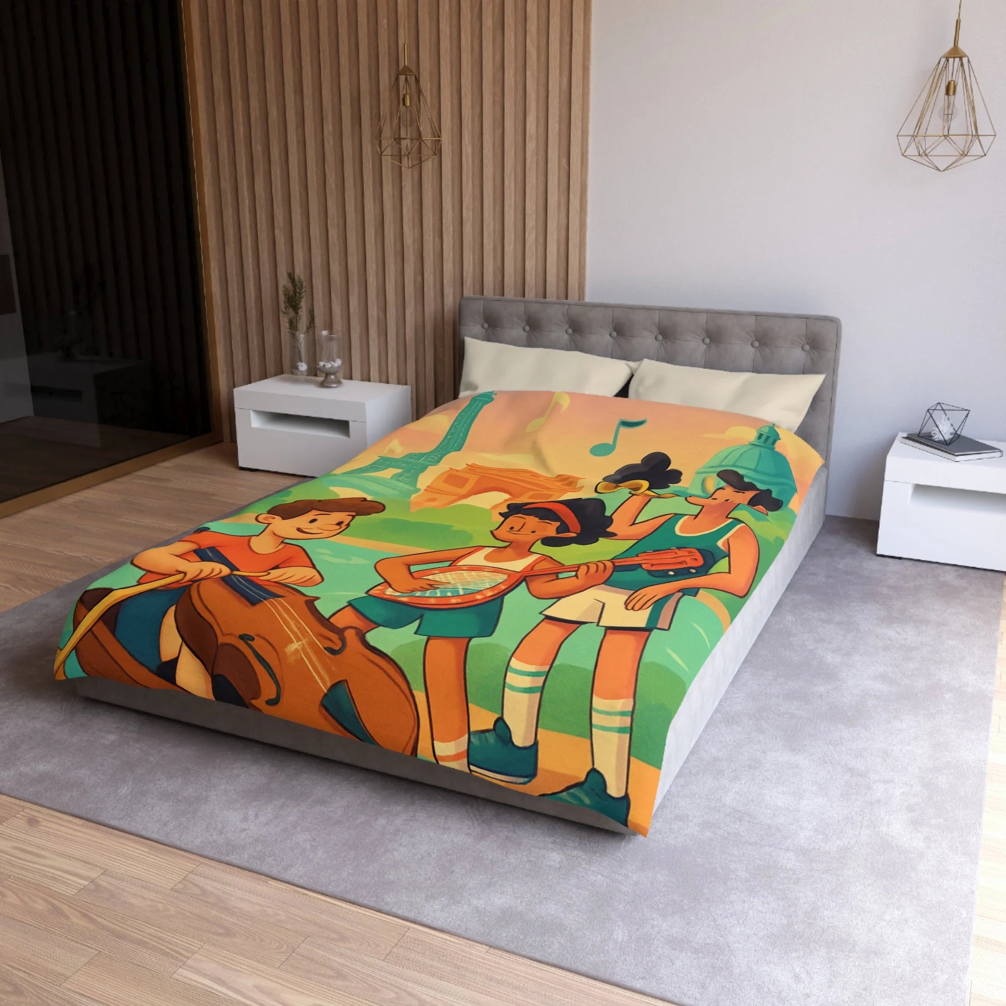 Housse de Couette Microfibre Illustration Unique Design Moderne Décoration Intérieure Raffinée