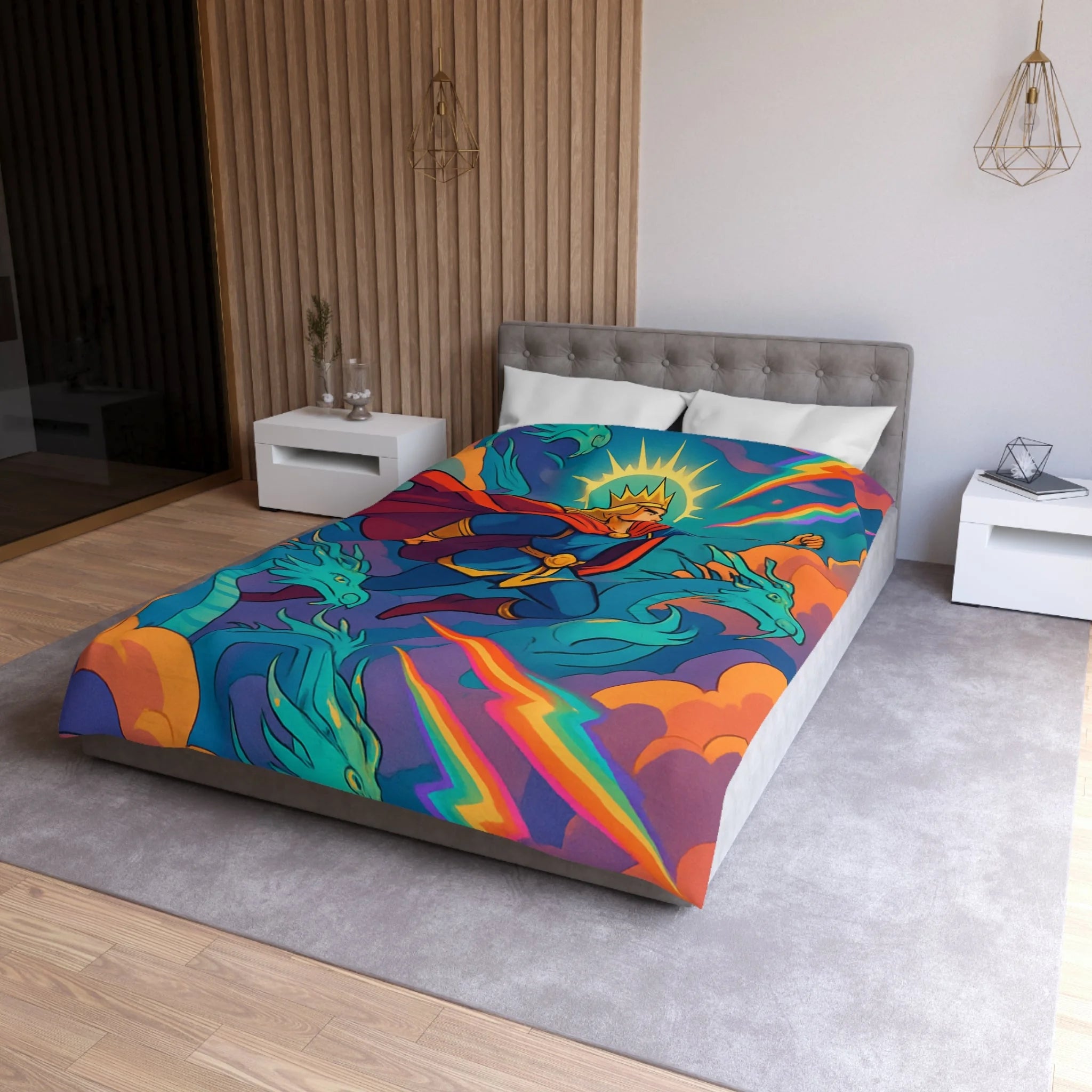 Housse de Couette Microfibre Motif Créatif Original Style Contemporain Chambre Élégante