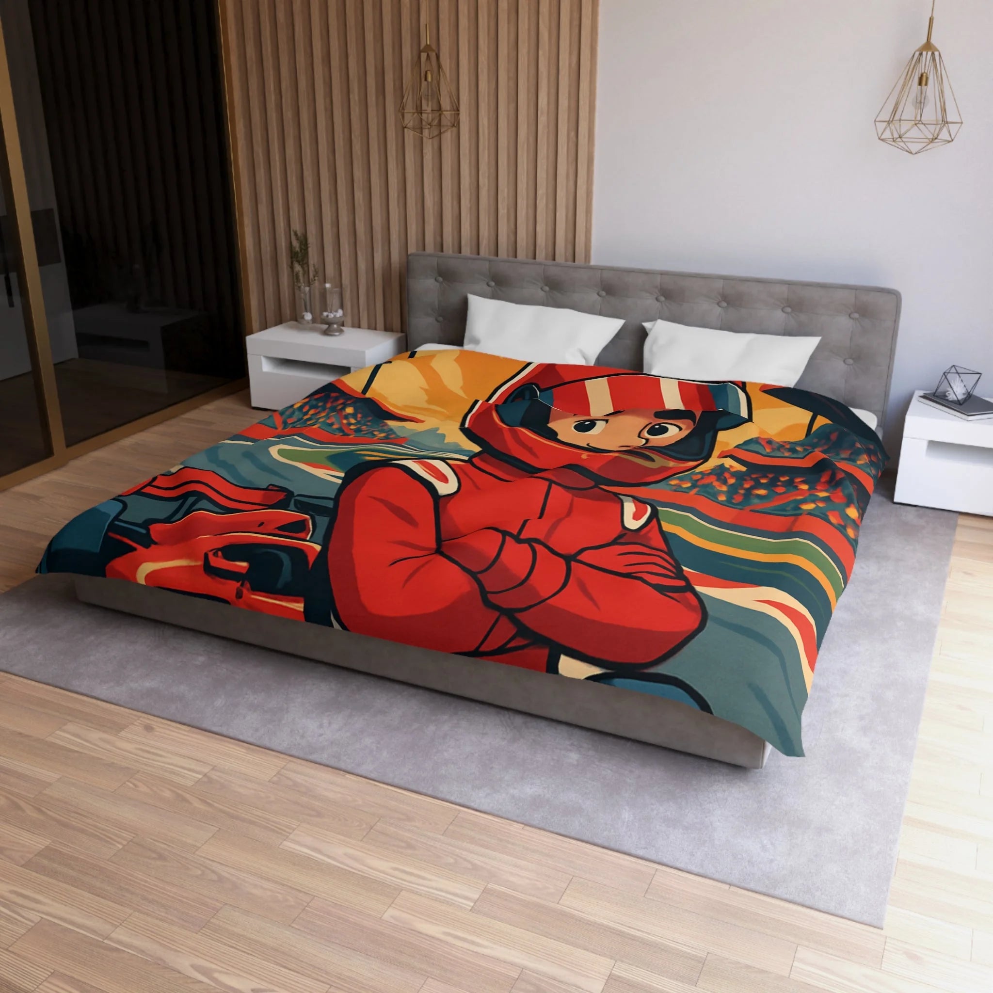Housse de Couette Microfibre Illustration Unique Design Moderne Décoration Intérieure Raffinée