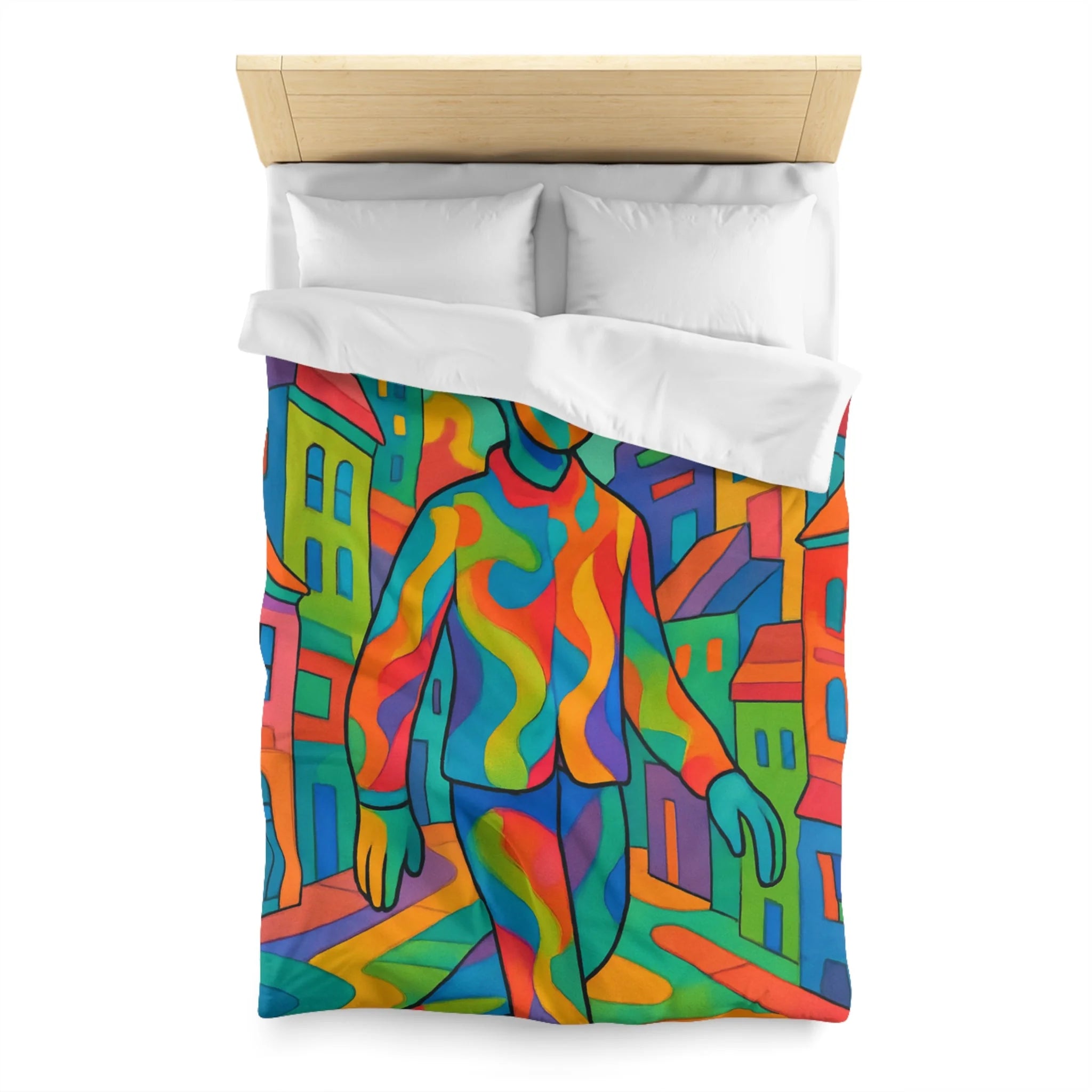 Housse de Couette Microfibre Motif Créatif Original Style Contemporain Chambre Élégante