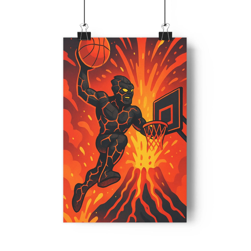 Poster décoratif dramatique rouge orange cartoon chambre aventure dynamique basket volcan éruption fusion intense