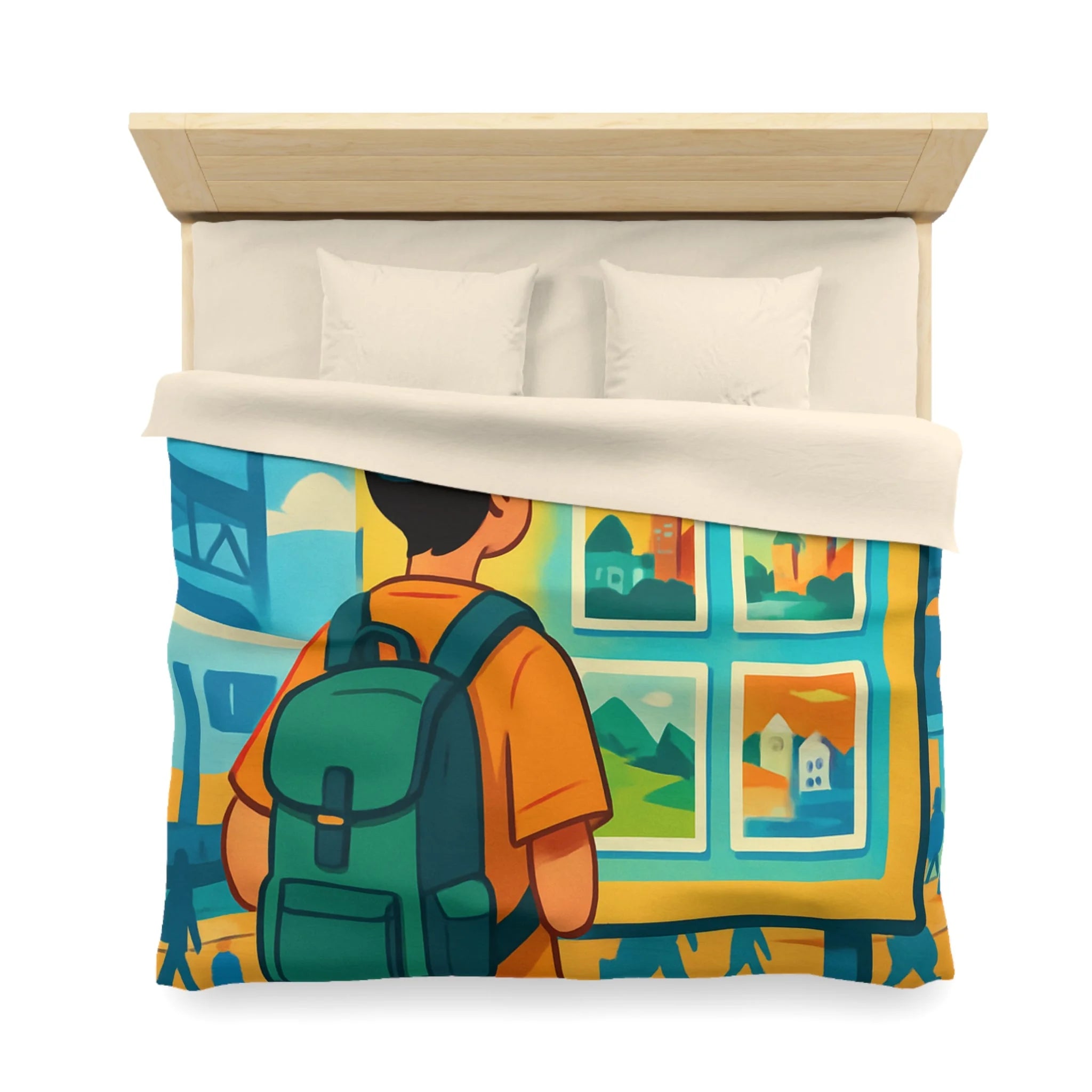 Housse de Couette Microfibre Design Artistique Moderne Décoration Chambre Confort Premium