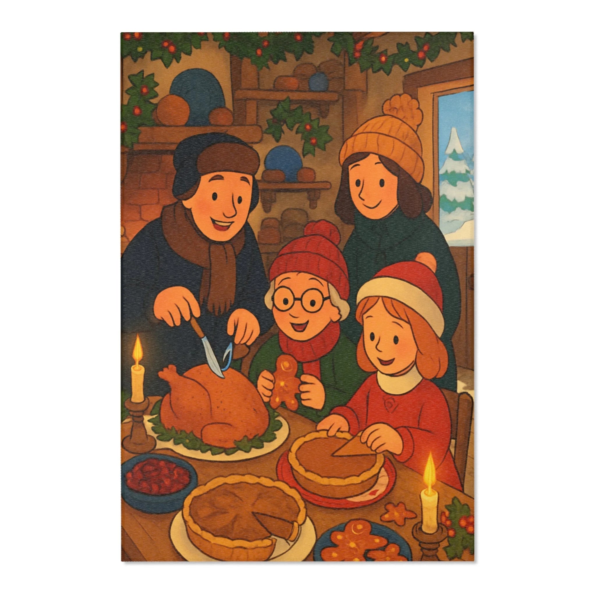 Tapis Décoratif Confortable Évoquant Chaleur Familiale Hivernale pour Intérieur Accueillant