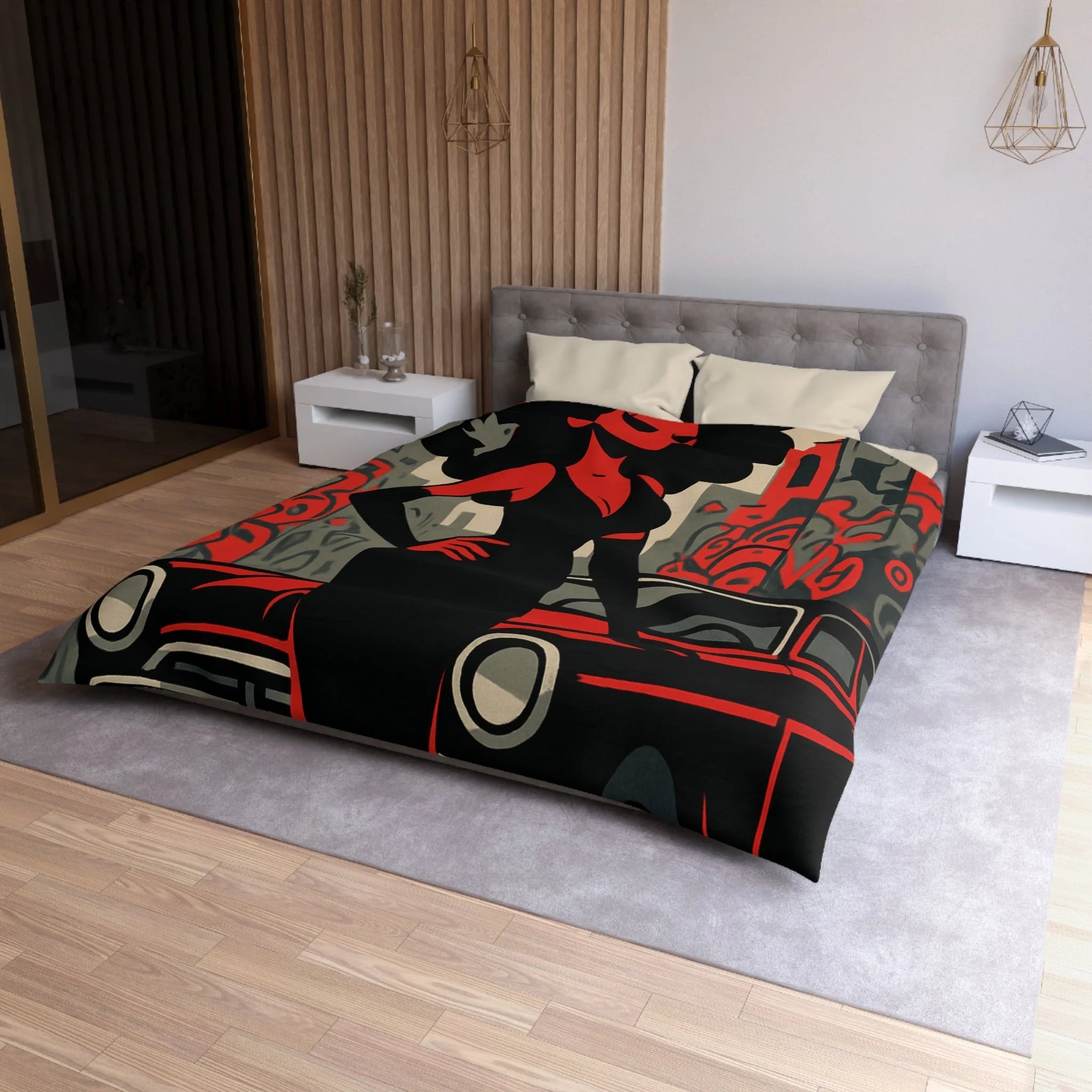Housse de Couette Microfibre Design Artistique Moderne Décoration Chambre Confort Premium