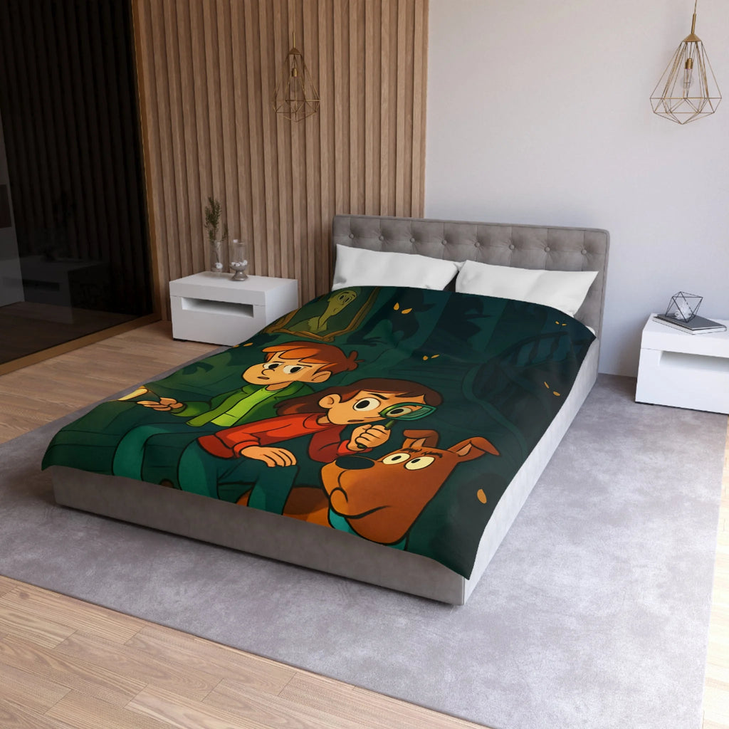 Housse de Couette Mystère Enfantine avec Chien Détective et Enfants Explorateurs