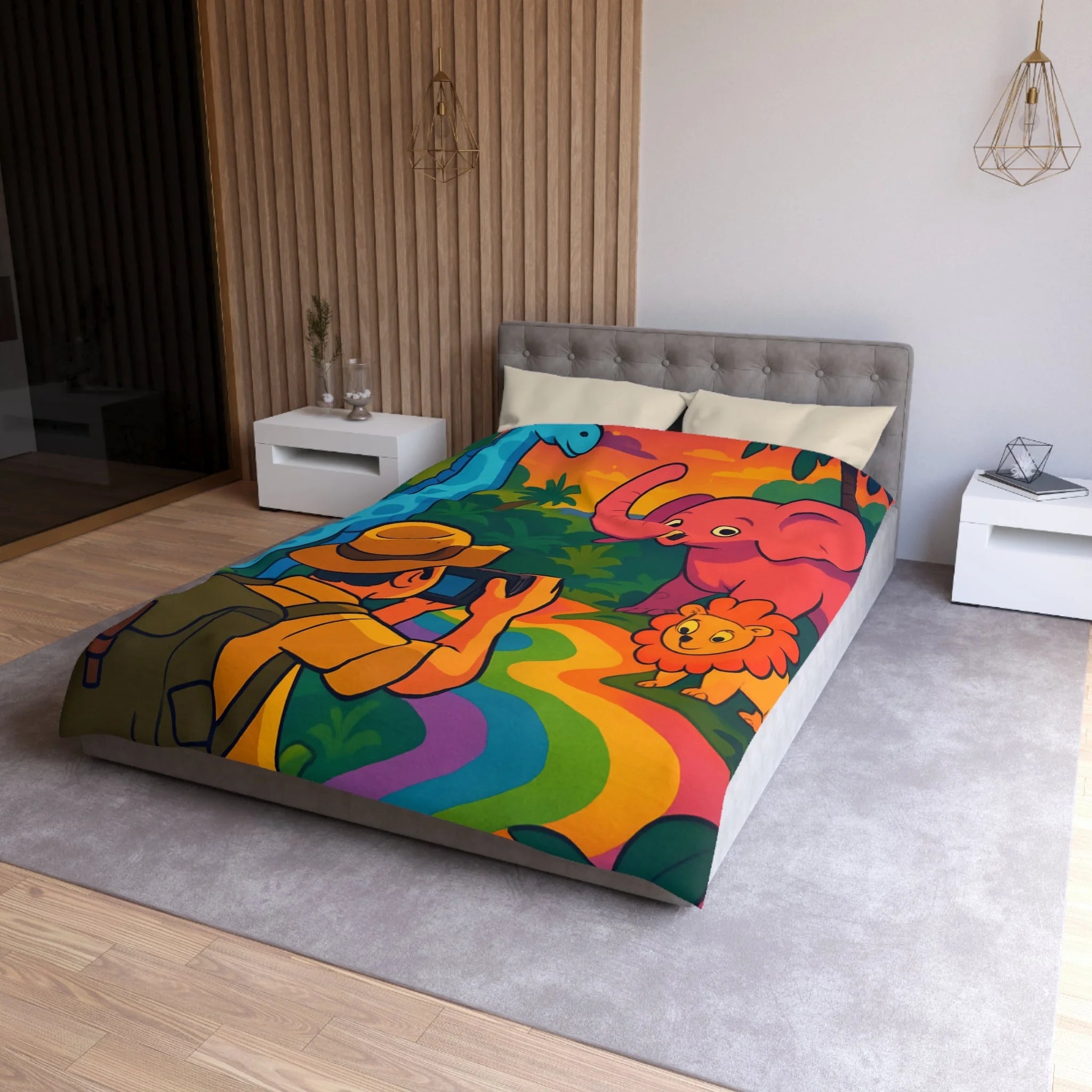 Housse de Couette Microfibre Illustration Unique Design Moderne Décoration Intérieure Raffinée