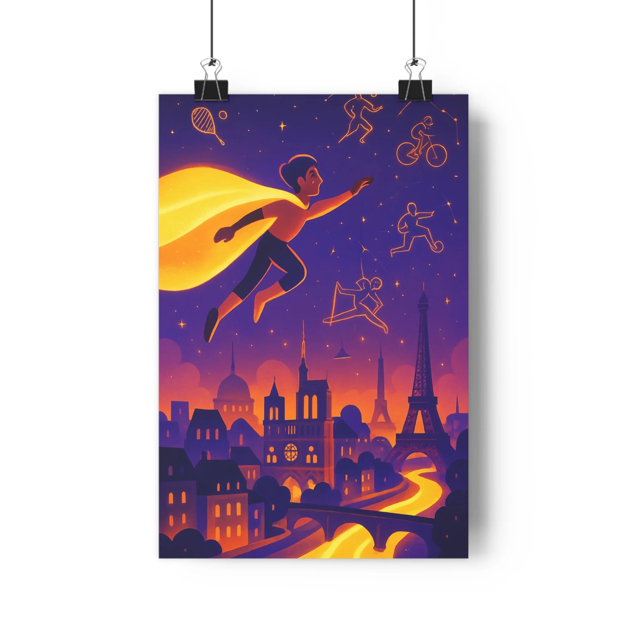 Poster décoratif lumineux violet orange fantastique mystique salon chambre art créatif tendance moderne éblouissant