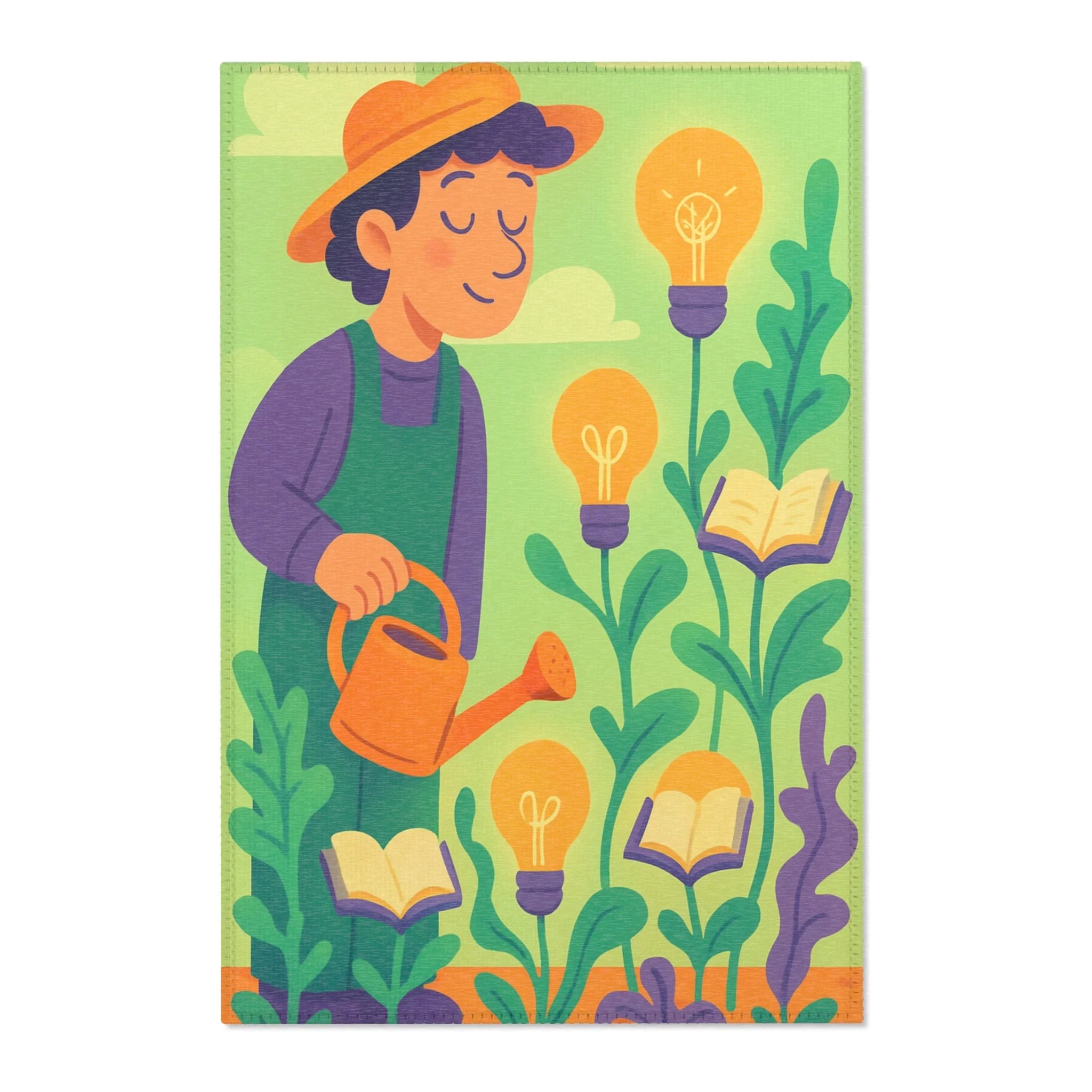 Tapis Naturel Multicolore avec Éléments Botaniques et Lumineux pour Intérieur Moderne et Ludique