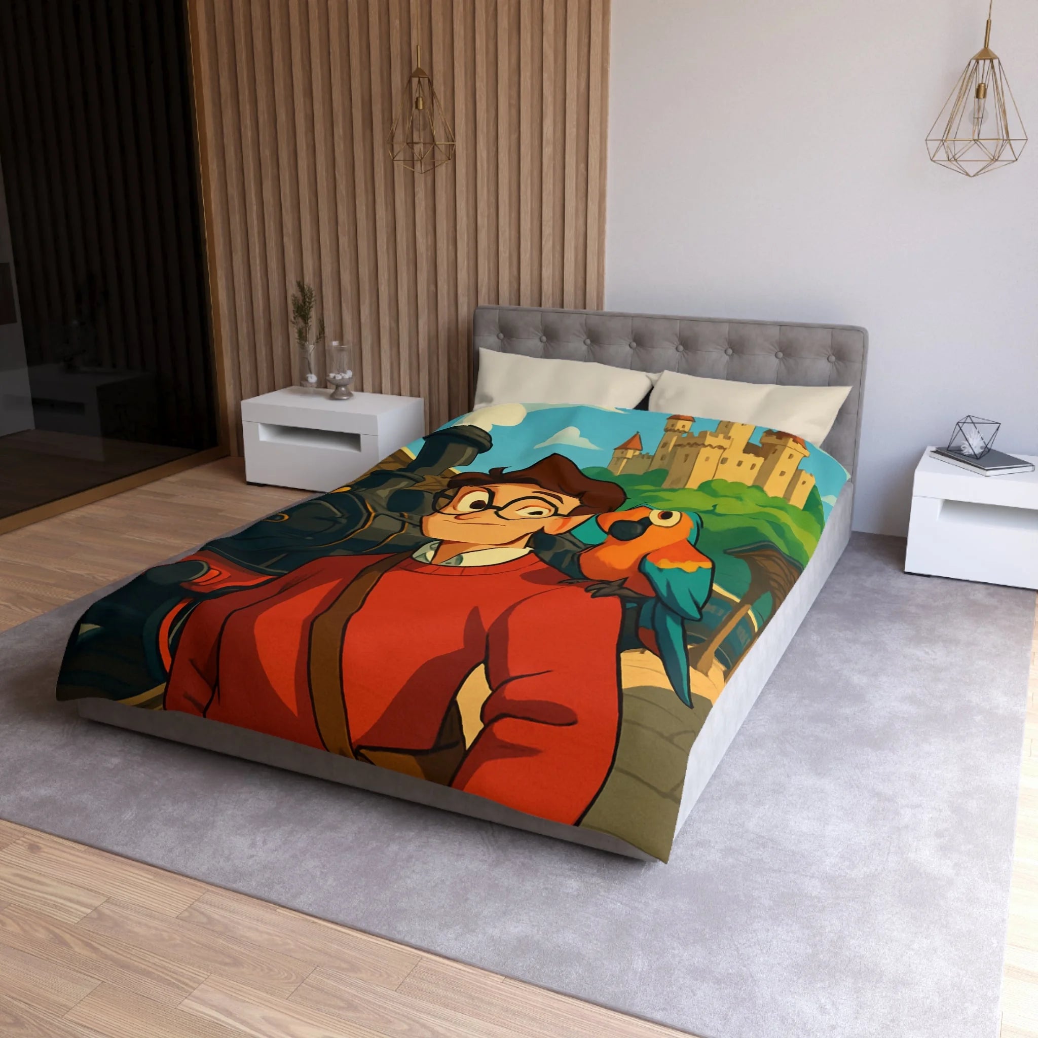 Housse de Couette Microfibre Illustration Unique Design Moderne Décoration Intérieure Raffinée