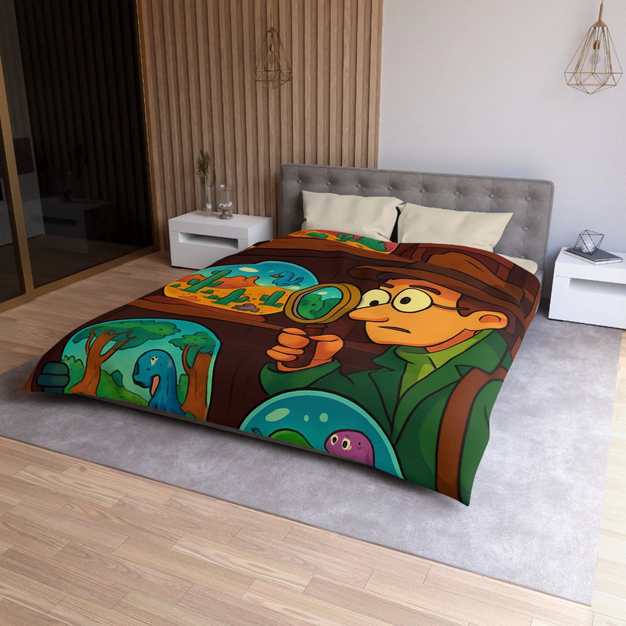 Housse de Couette Thématique Exploration Dinosaure et Océan pour Chambre Enfant Aventure Originale