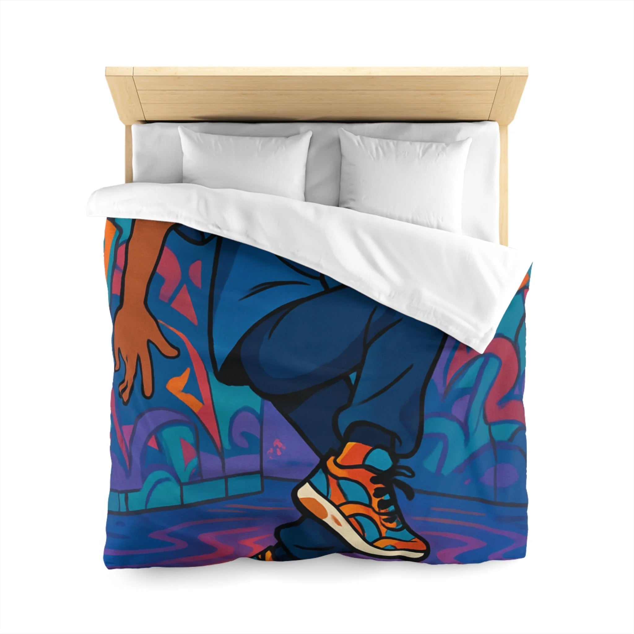 Housse de couette vibrante danseur street art moderne pour chambre adolescente colorée