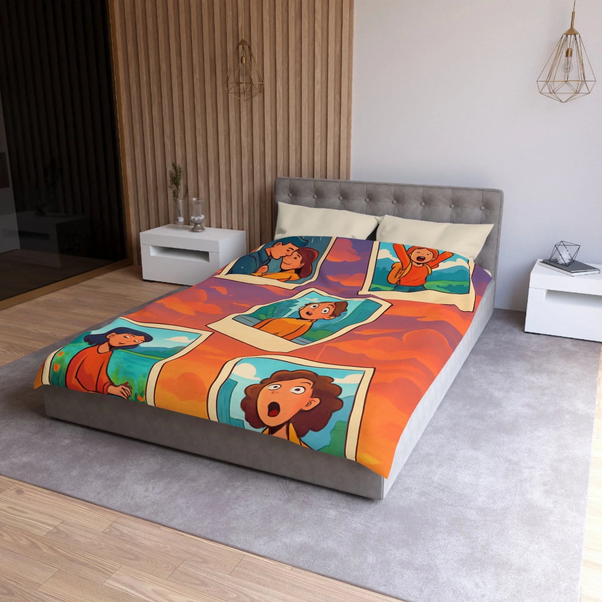 Housse de Couette Microfibre Motif Créatif Original Style Contemporain Chambre Élégante