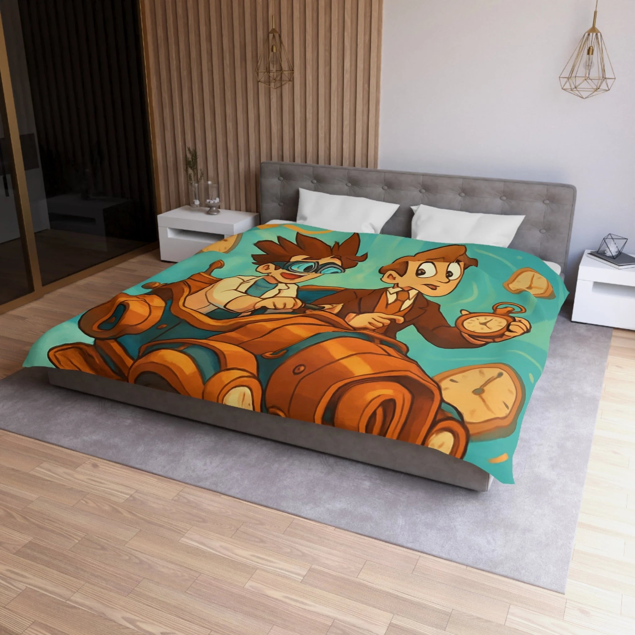 Housse de Couette Microfibre Design Artistique Moderne Décoration Chambre Confort Premium