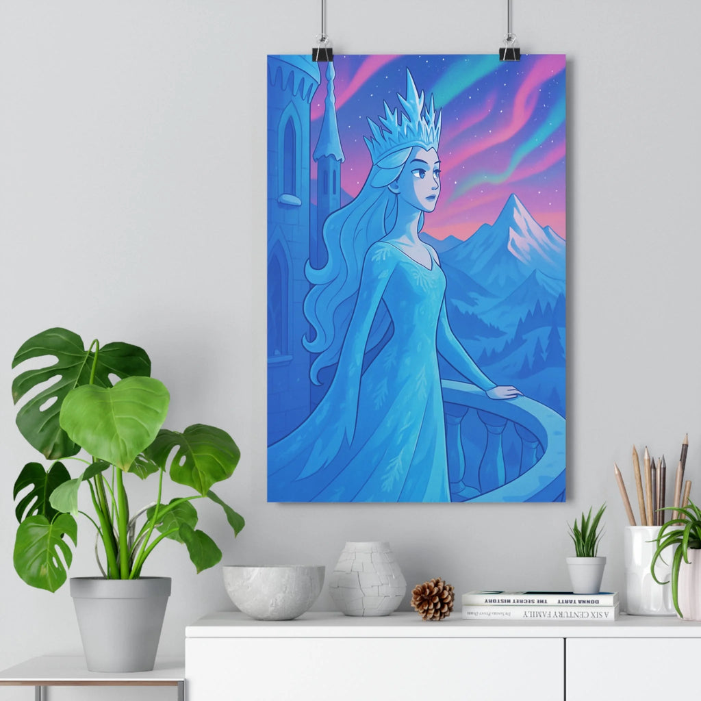 Poster décoratif cartoon bleu épique féerique reine neige chambre enfant mural 30x46 vibrant qualité