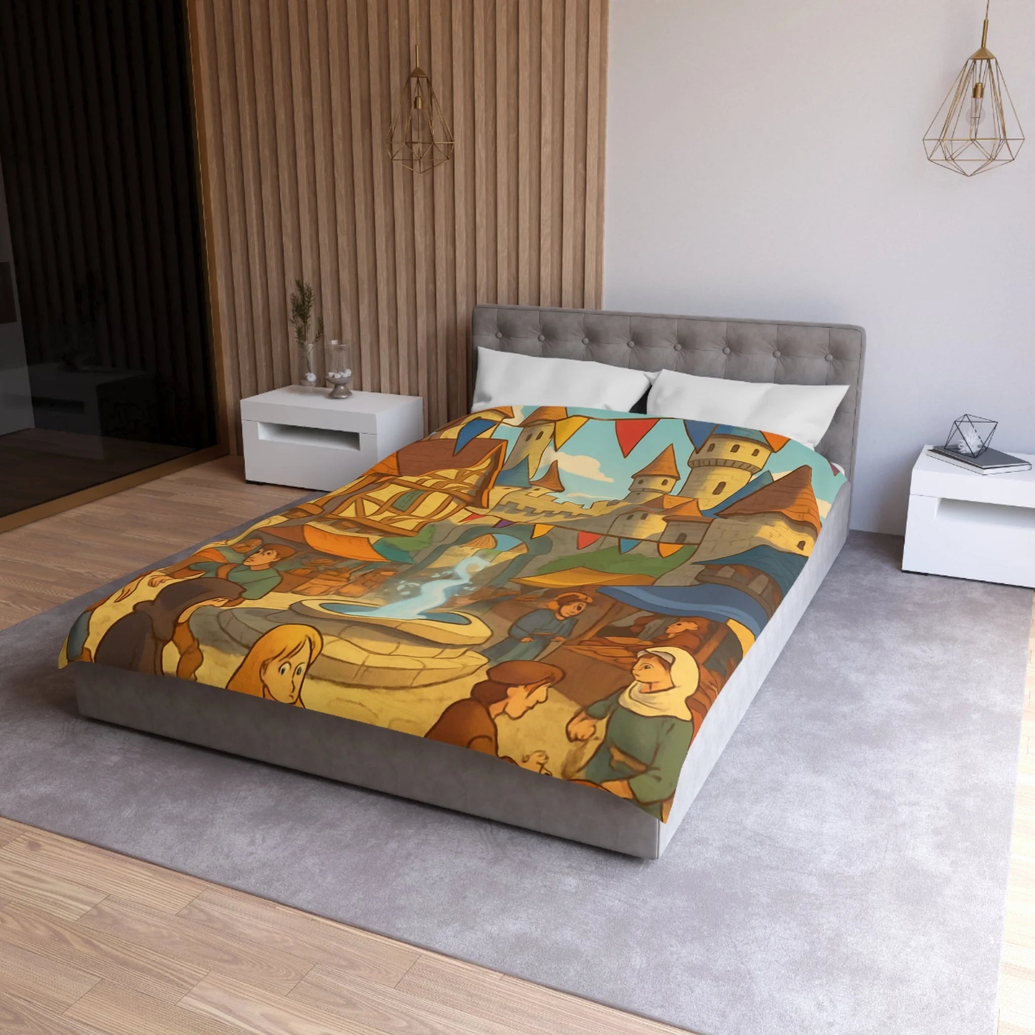 Housse de Couette Microfibre Design Artistique Moderne Décoration Chambre Confort Premium
