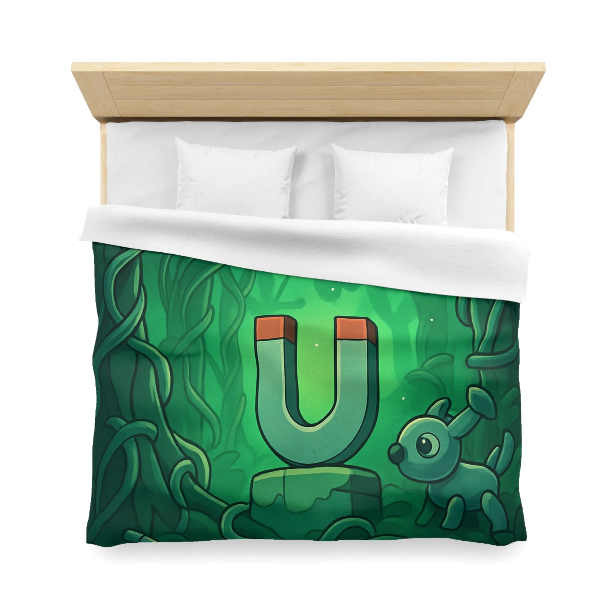 Housse de couette verte forêt magnétique animaux déco pour chambre enfants imaginative