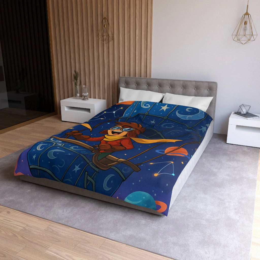 Housse de couette rêve étoilé avec montgolfière magique pour chambre d'enfant