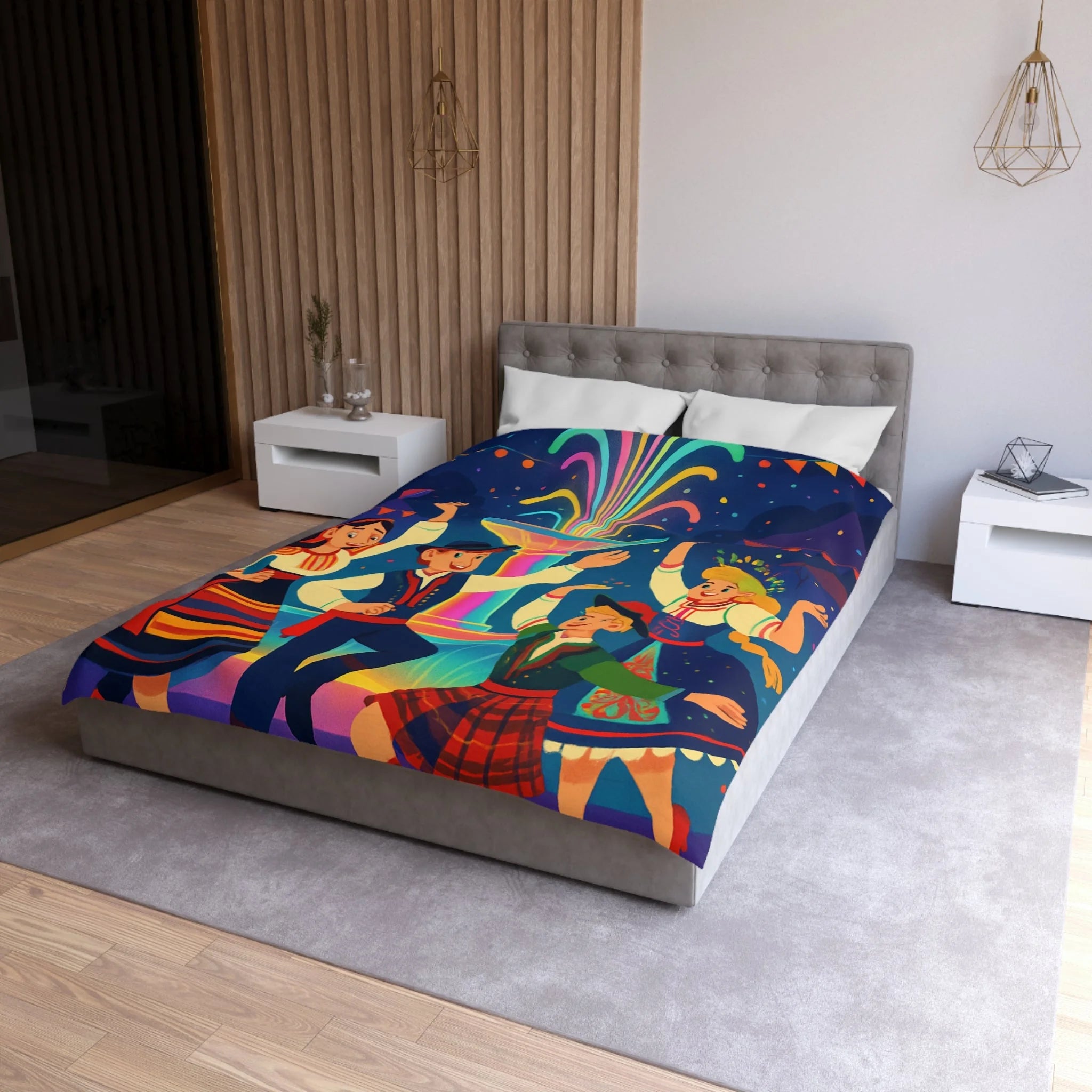 Housse de Couette Microfibre Illustration Unique Design Moderne Décoration Intérieure Raffinée