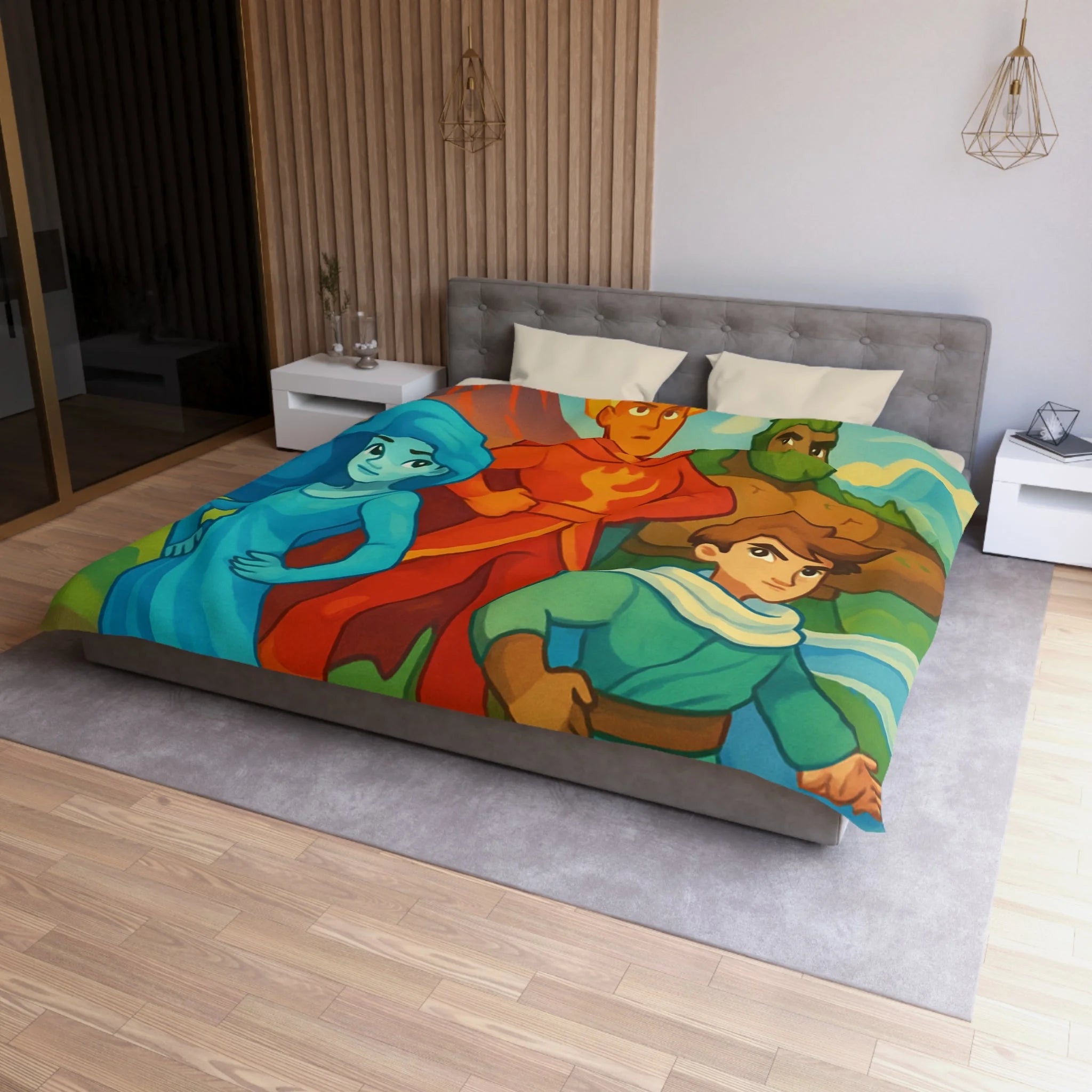 Quatre Éléments Épiques Orneront Votre Housse de Couette Colorée et Inspirante