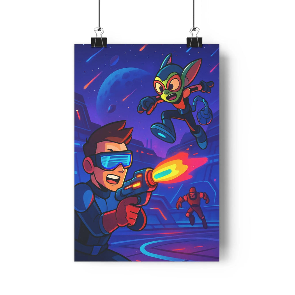 Poster décoratif dynamique futuriste coloré aventure chambre enfant dessin animé espace créatif tendance qualité