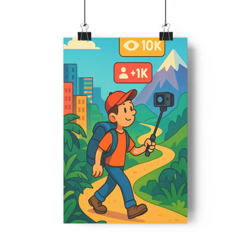 Poster décoratif aventure moderne bleu montagne joyeux chambre bureau créatif coloré statistique dynamique unique