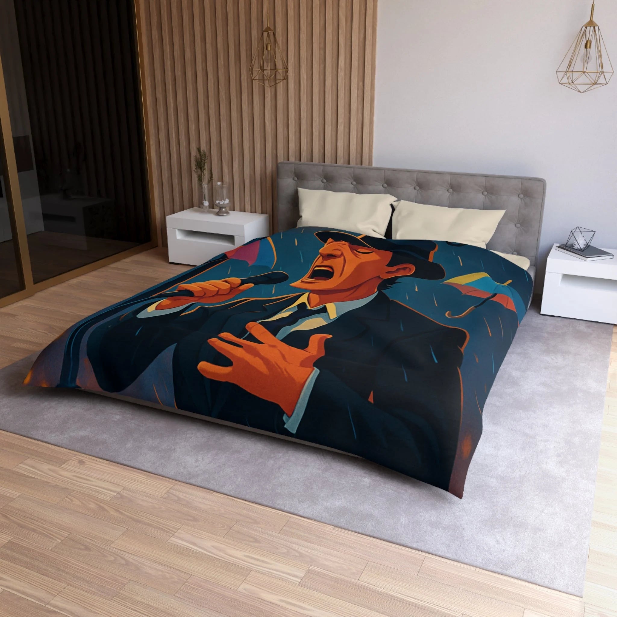 Housse de Couette Microfibre Illustration Unique Design Moderne Décoration Intérieure Raffinée