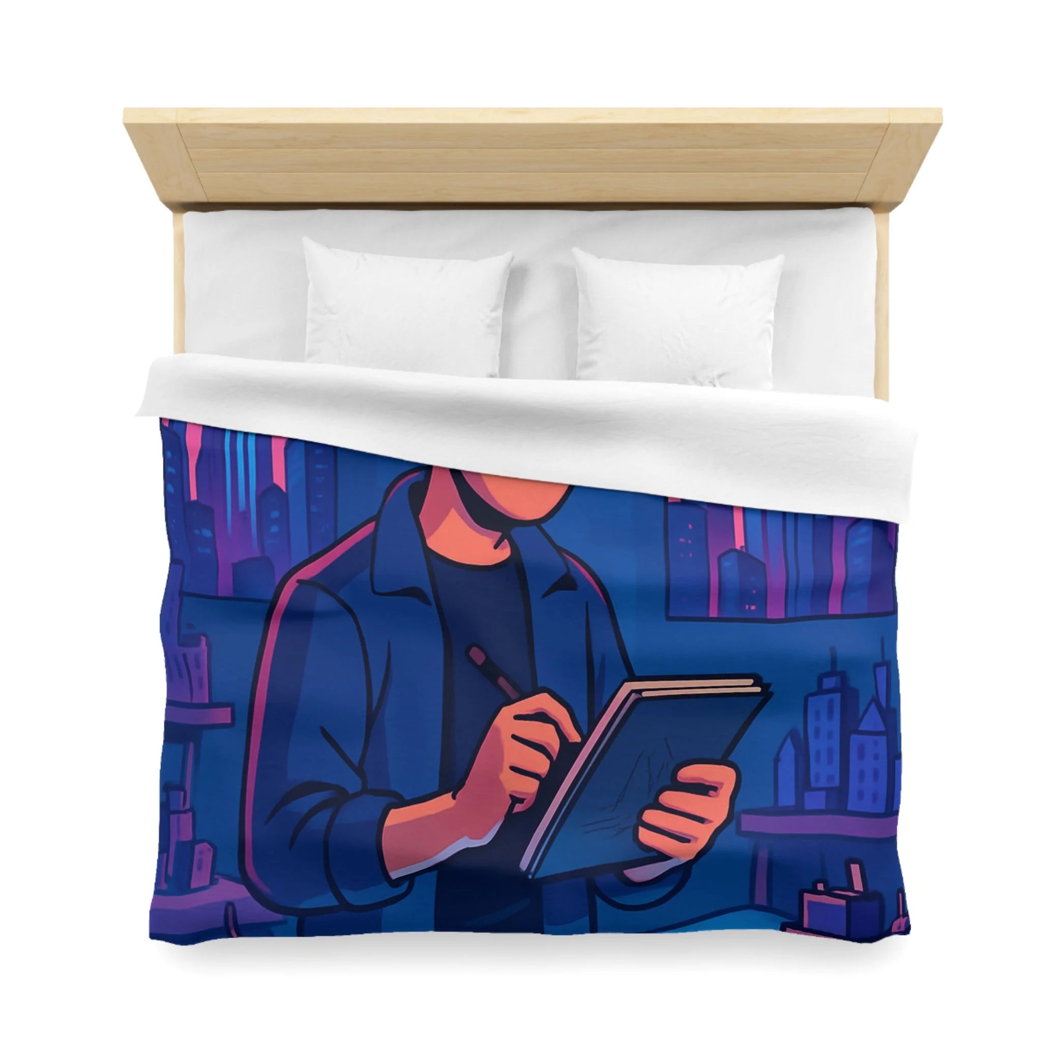 Housse de Couette Microfibre Illustration Unique Design Moderne Décoration Intérieure Raffinée