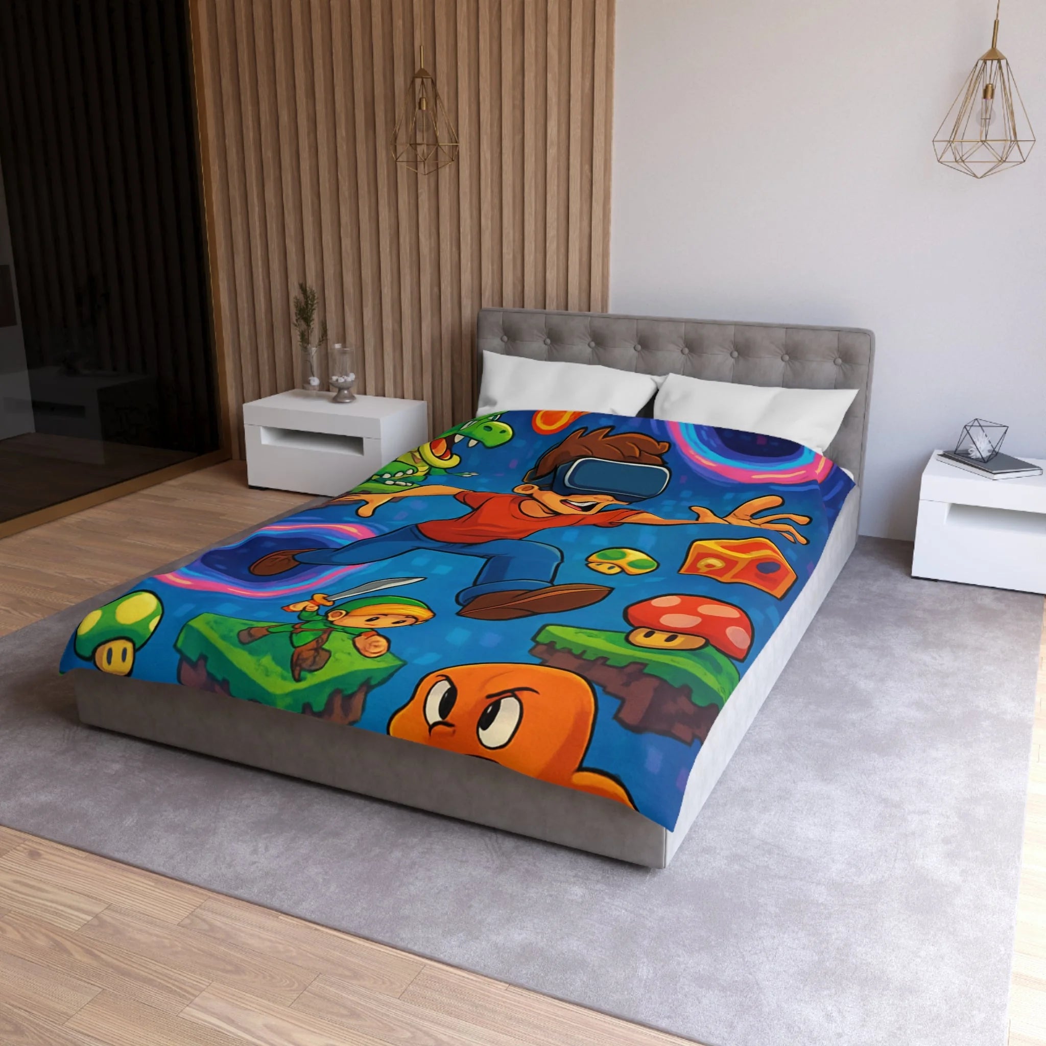 Housse de Couette Microfibre Illustration Unique Design Moderne Décoration Intérieure Raffinée
