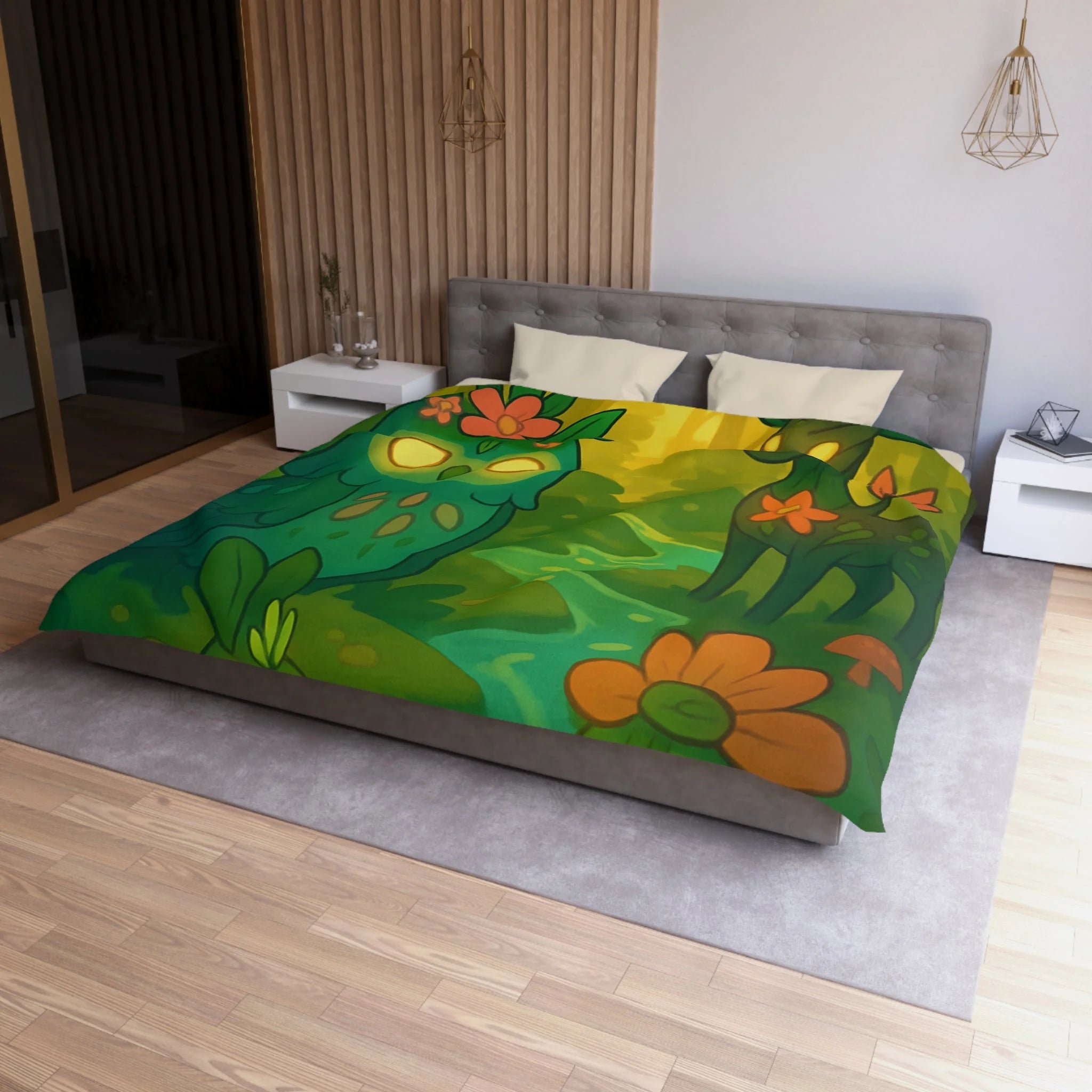 Housse de Couette Microfibre Illustration Unique Design Moderne Décoration Intérieure Raffinée