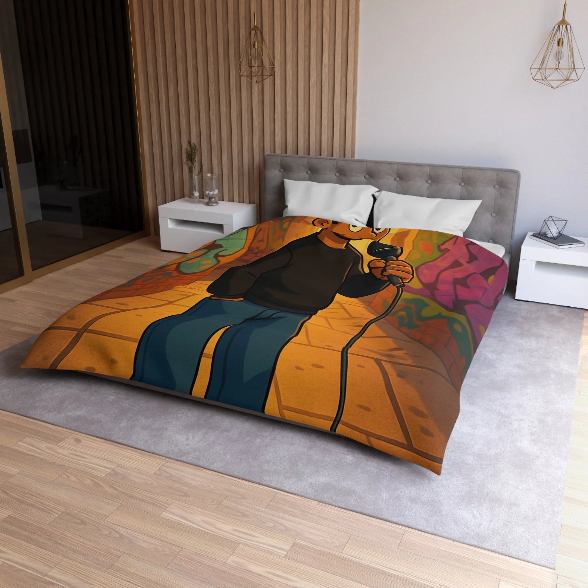 Housse de Couette Microfibre Design Artistique Moderne Décoration Chambre Confort Premium