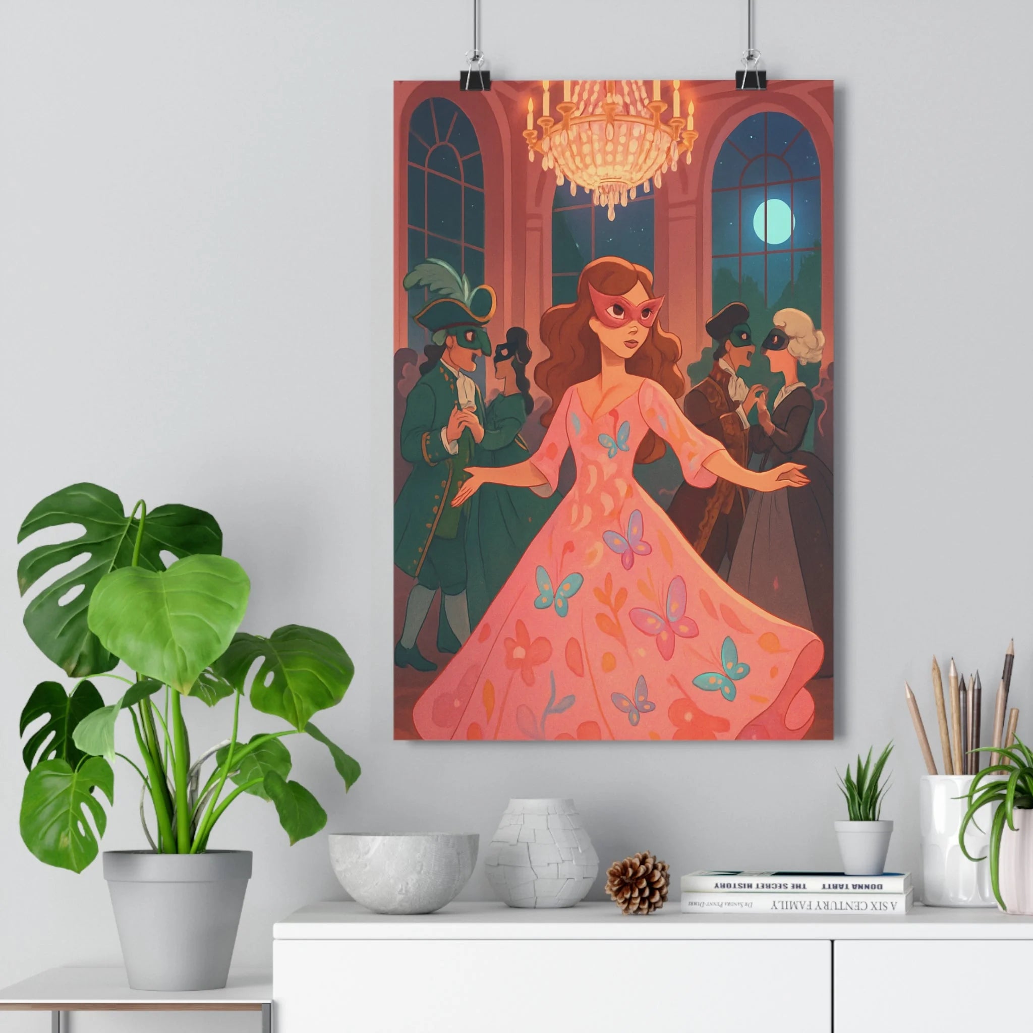 Poster décoratif rose pastel élégant magique salon chambre design mural qualité rêveurs mystérieux lumineux
