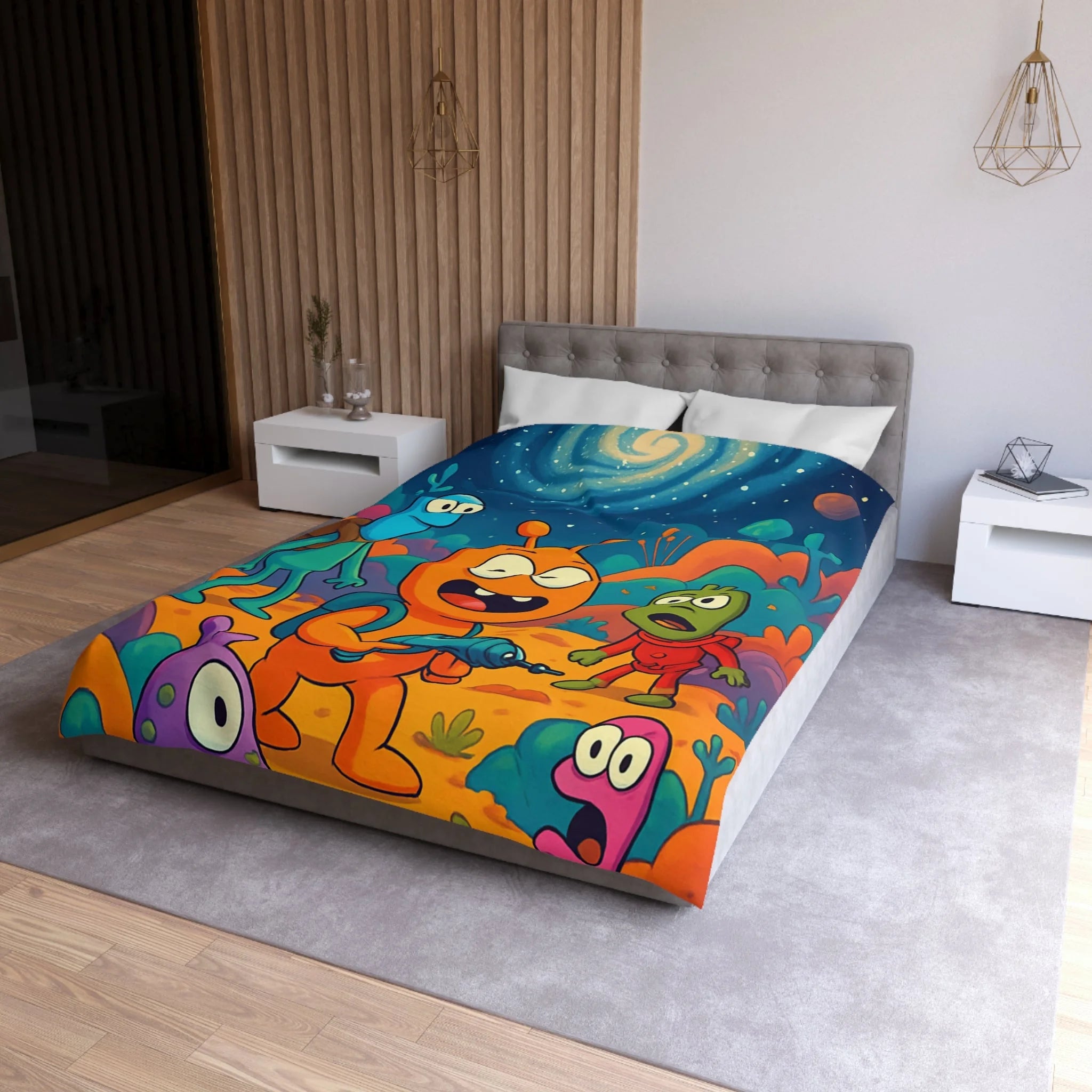 Housse de Couette Microfibre Design Artistique Moderne Décoration Chambre Confort Premium